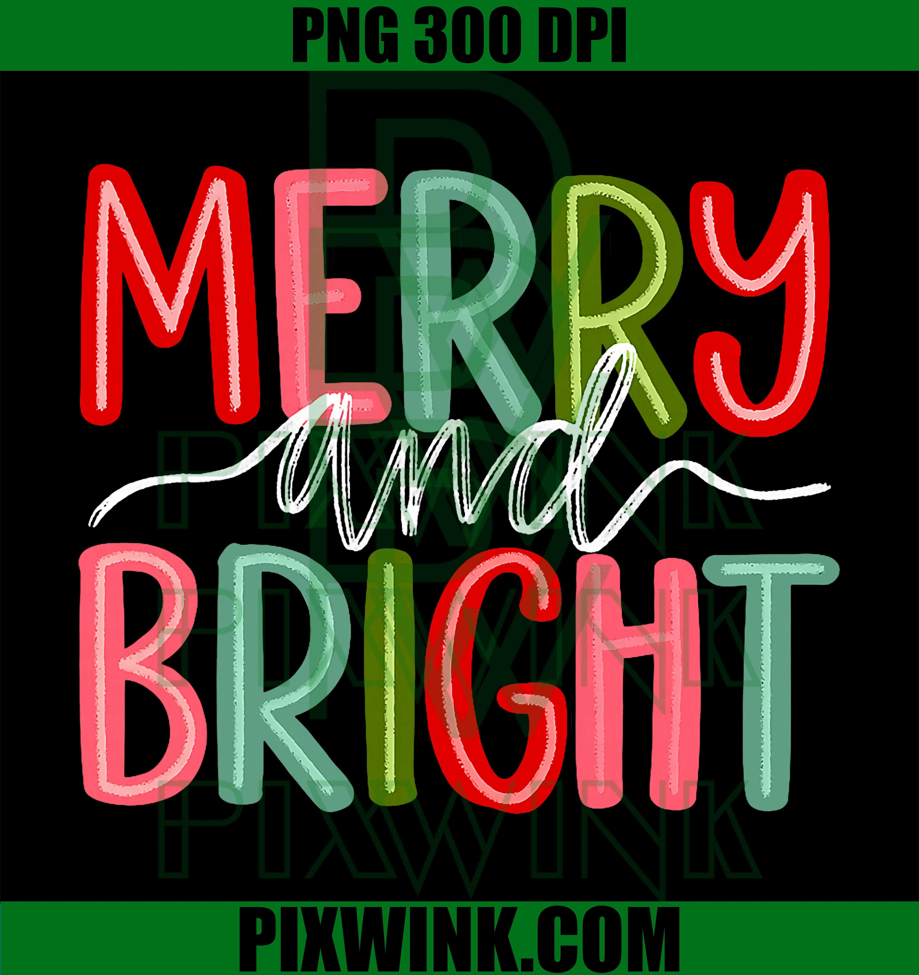 Retro Merry and Bright Christmas, Holiday Xmas Family PNG