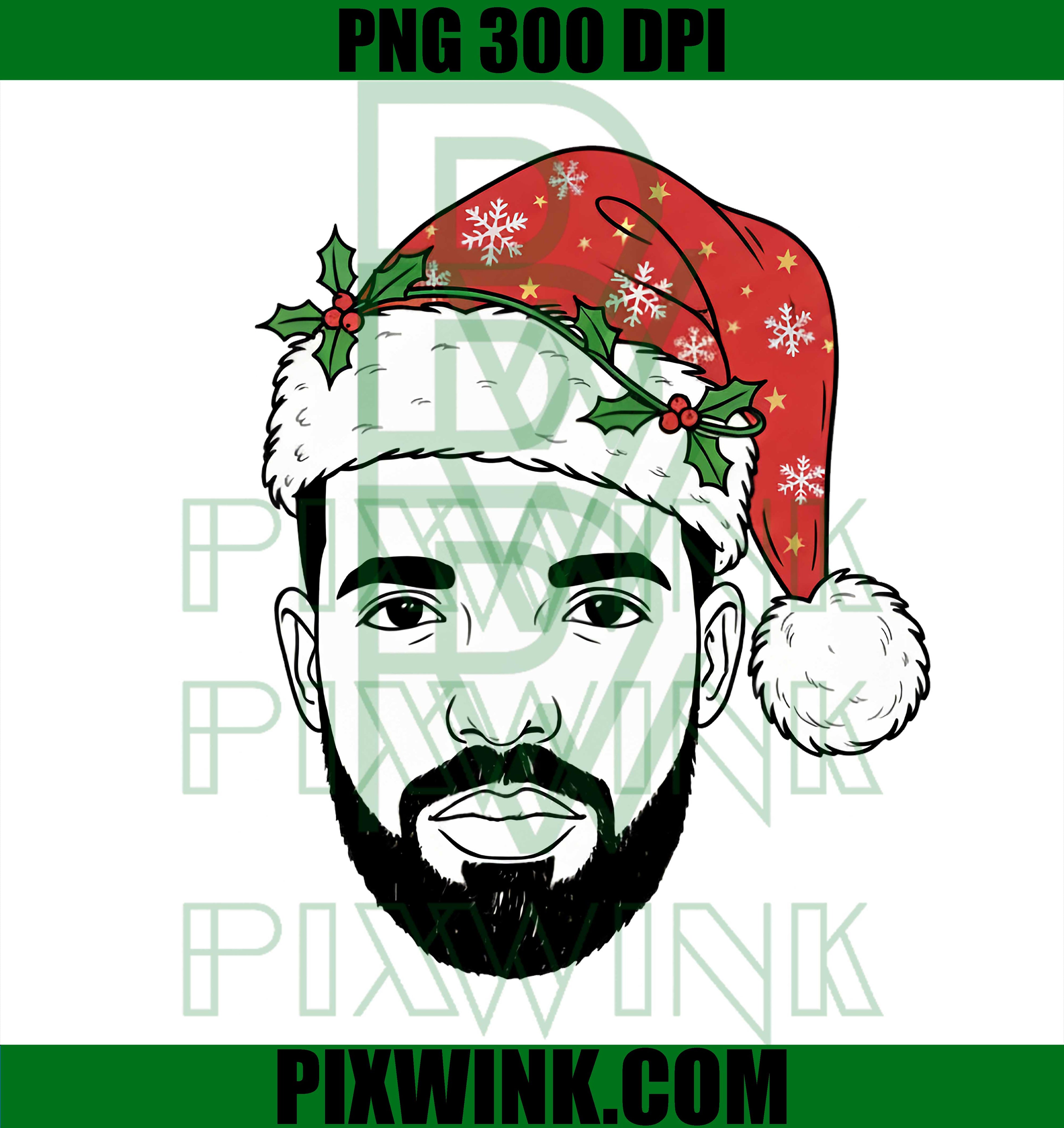Christmas Rapper Face PNG, Hip Hop Santa Hat PNG