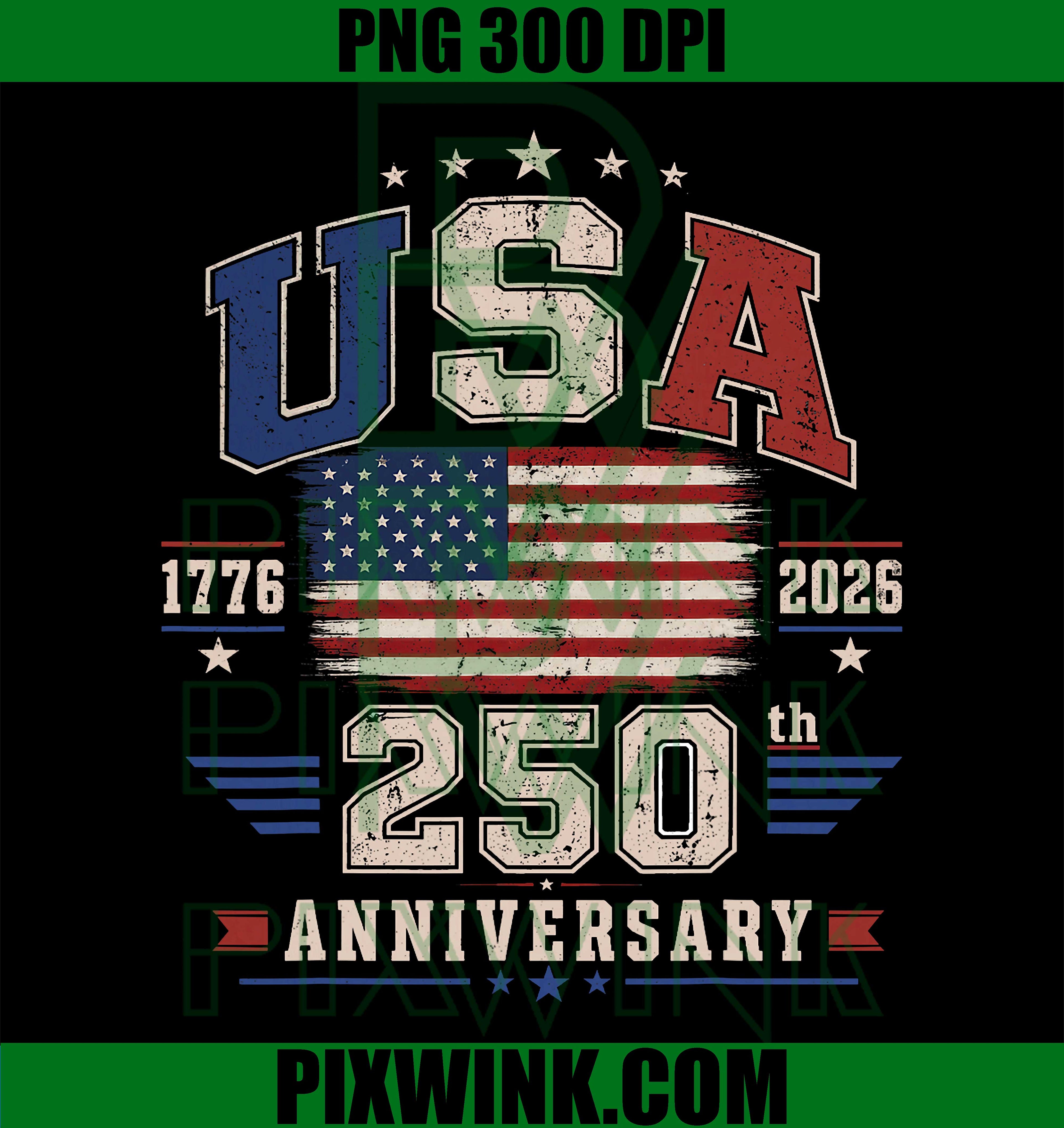4th July Patriotic USA PNG, 250th Anniversary Flag PNG