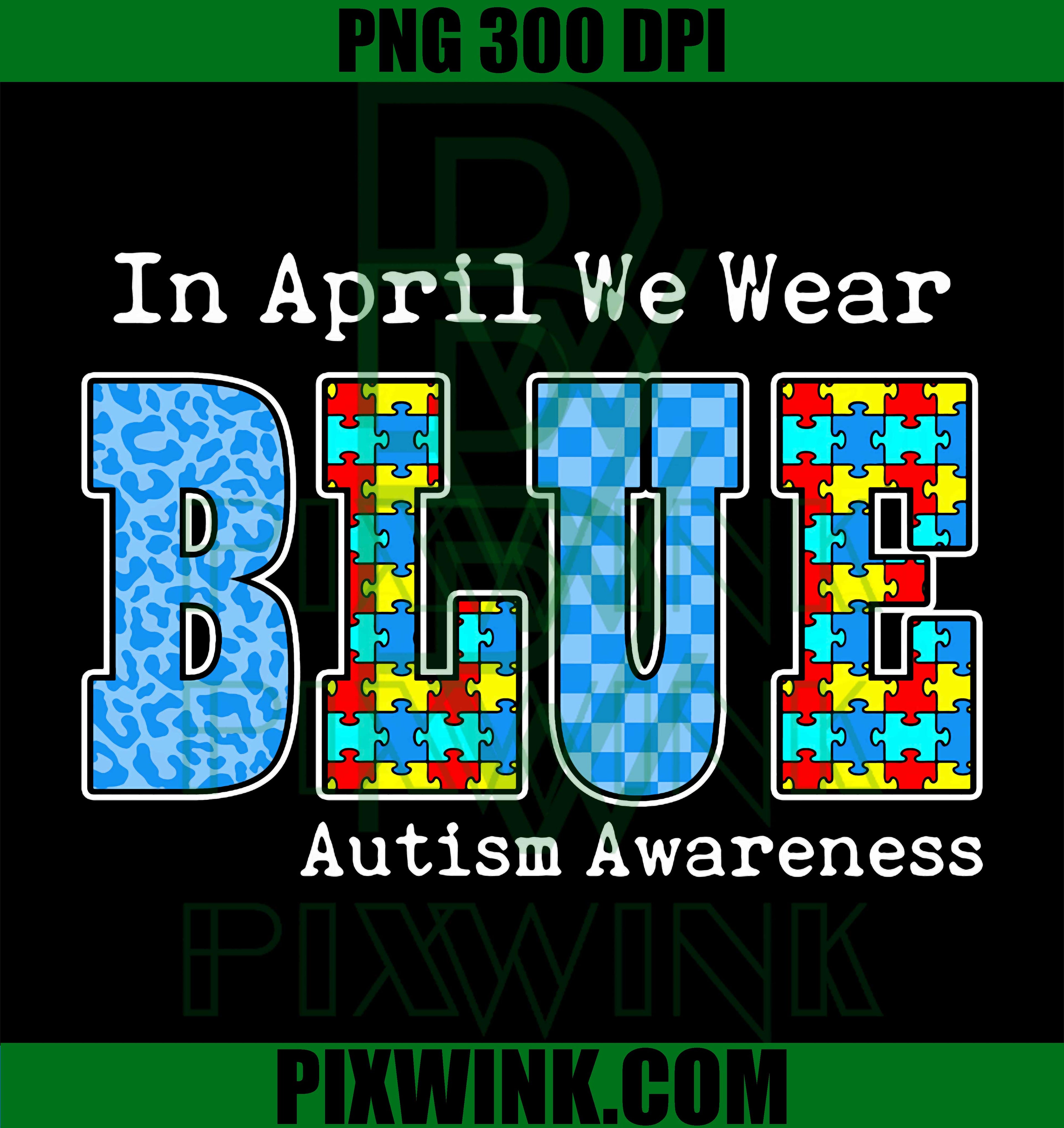 Leopard Checkered April Blue PNG, Autism Awareness Pattern PNG