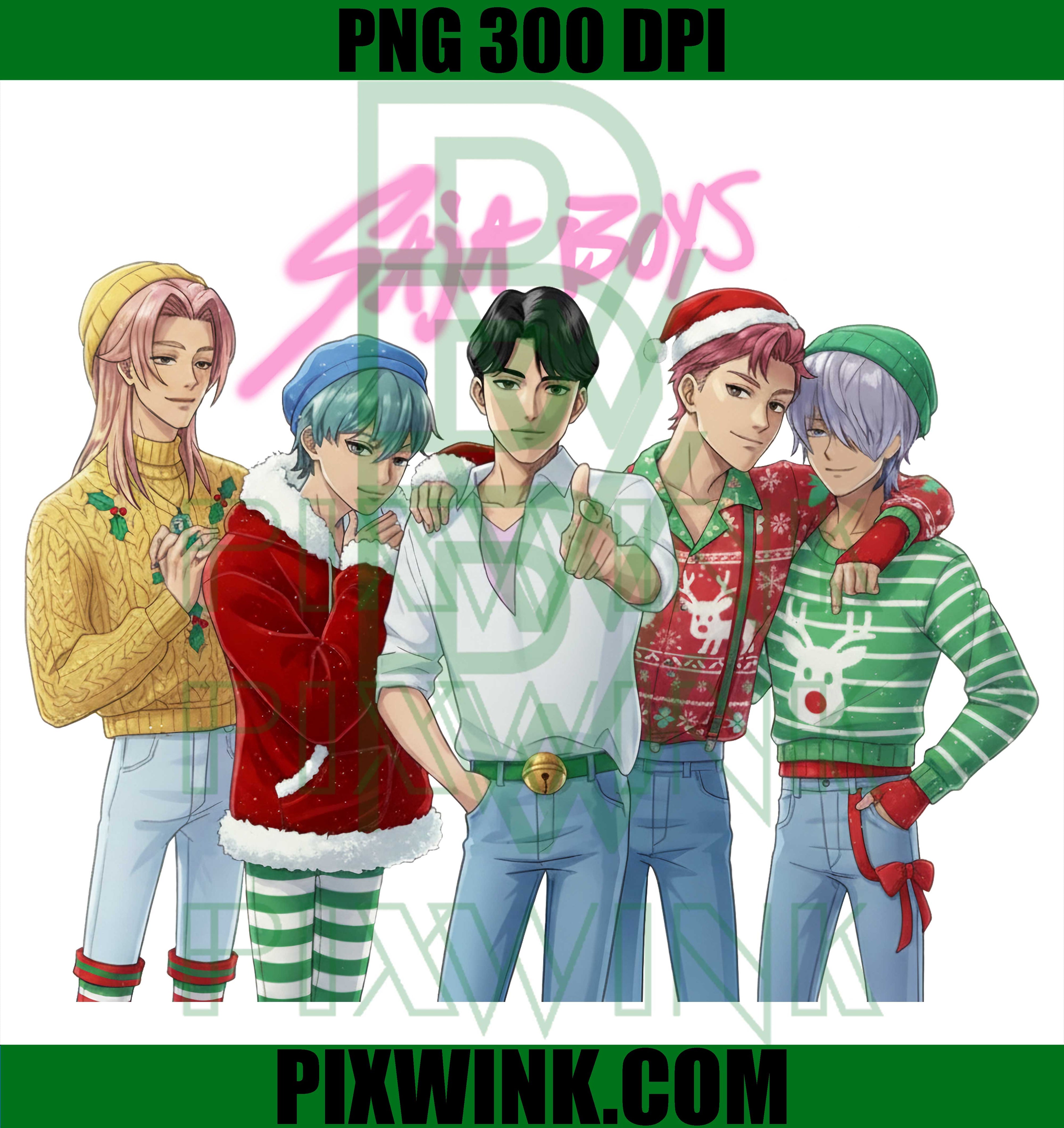 Christmas Saja Boys Kpop Fan Art PNG, Kpop Demon Hunters Christmas PNG