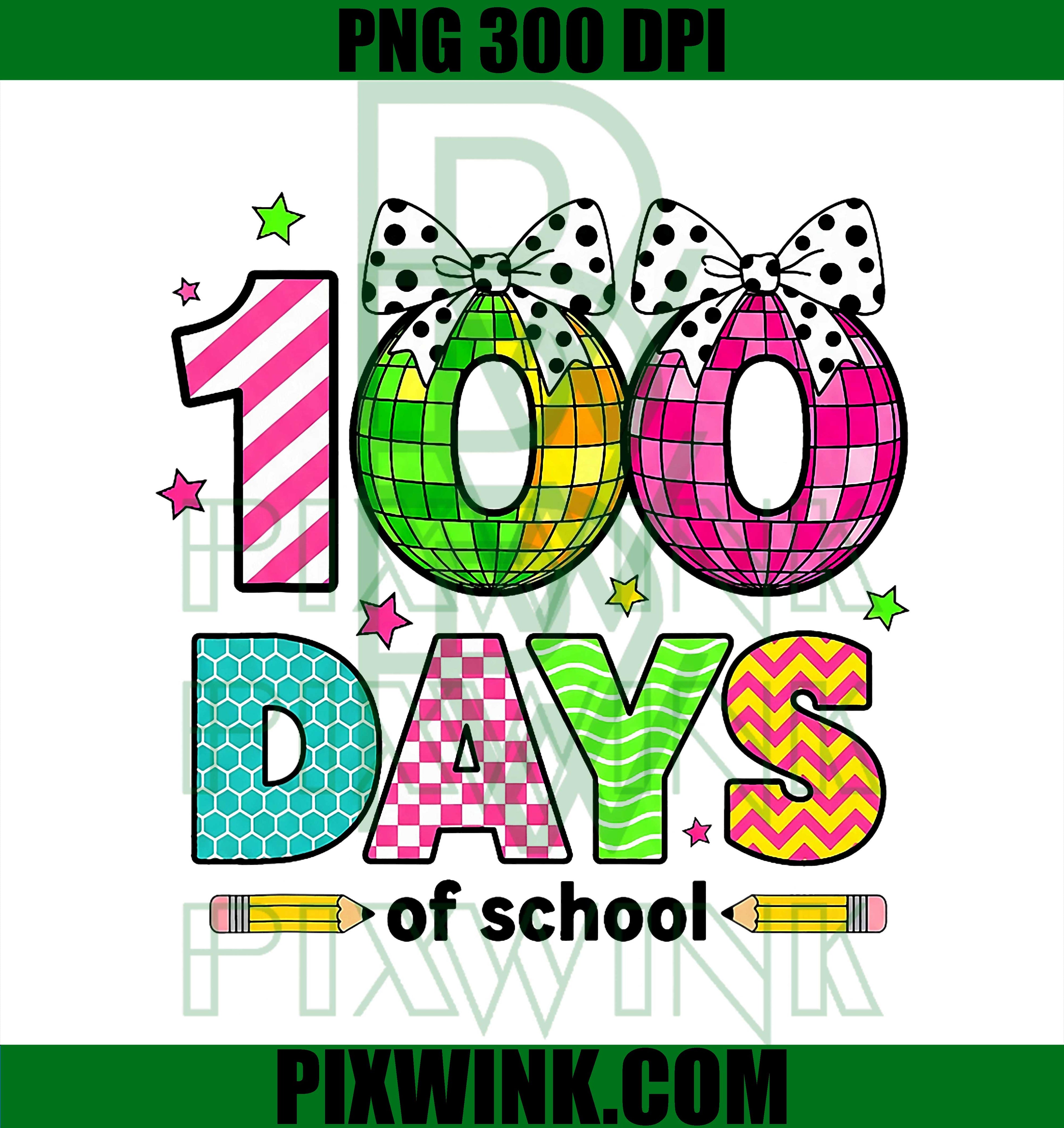 100 Days of School Disco Ball Pencils PNG