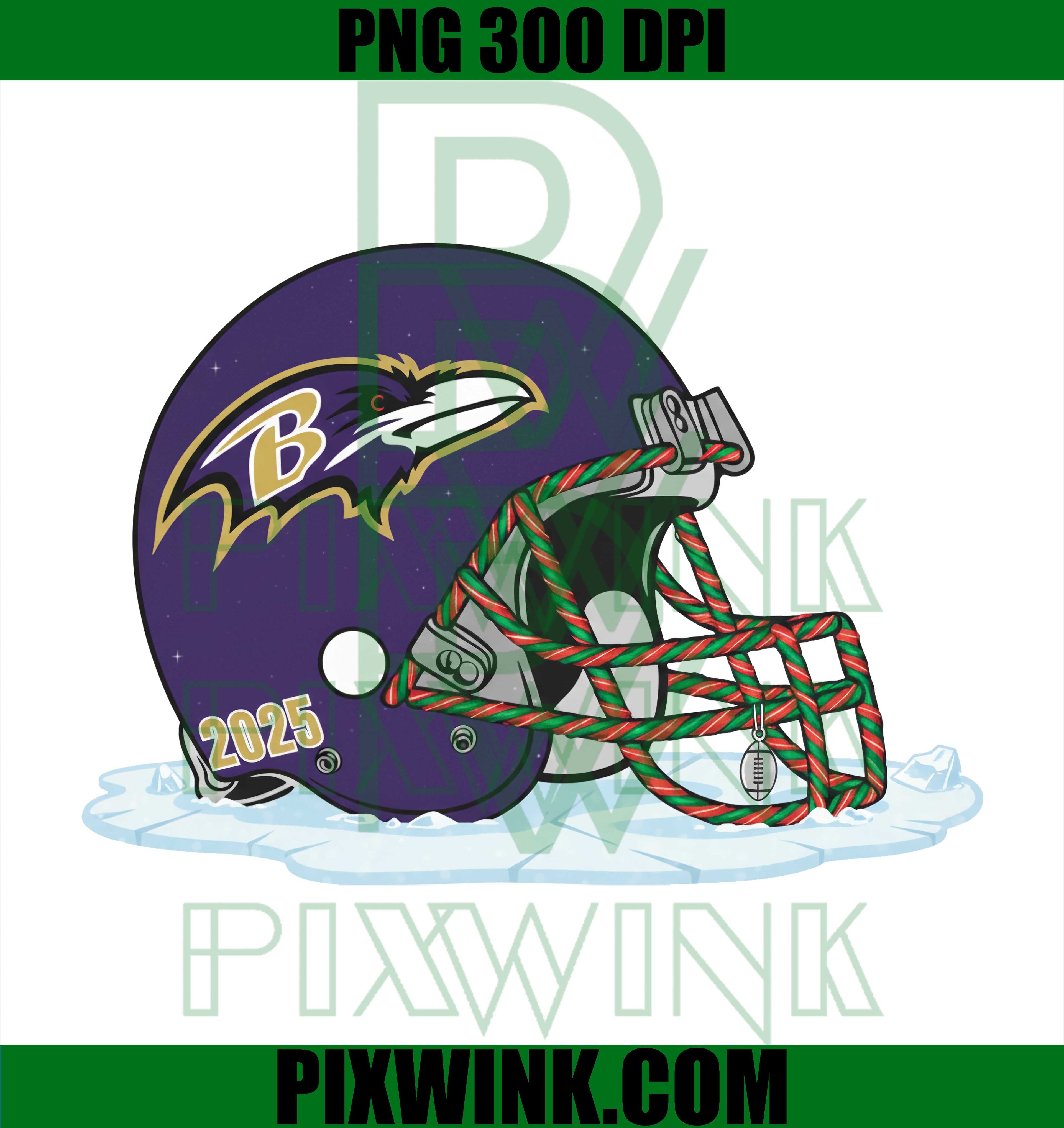 Baltimore Ravens Christmas Football Helmet PNG 2025