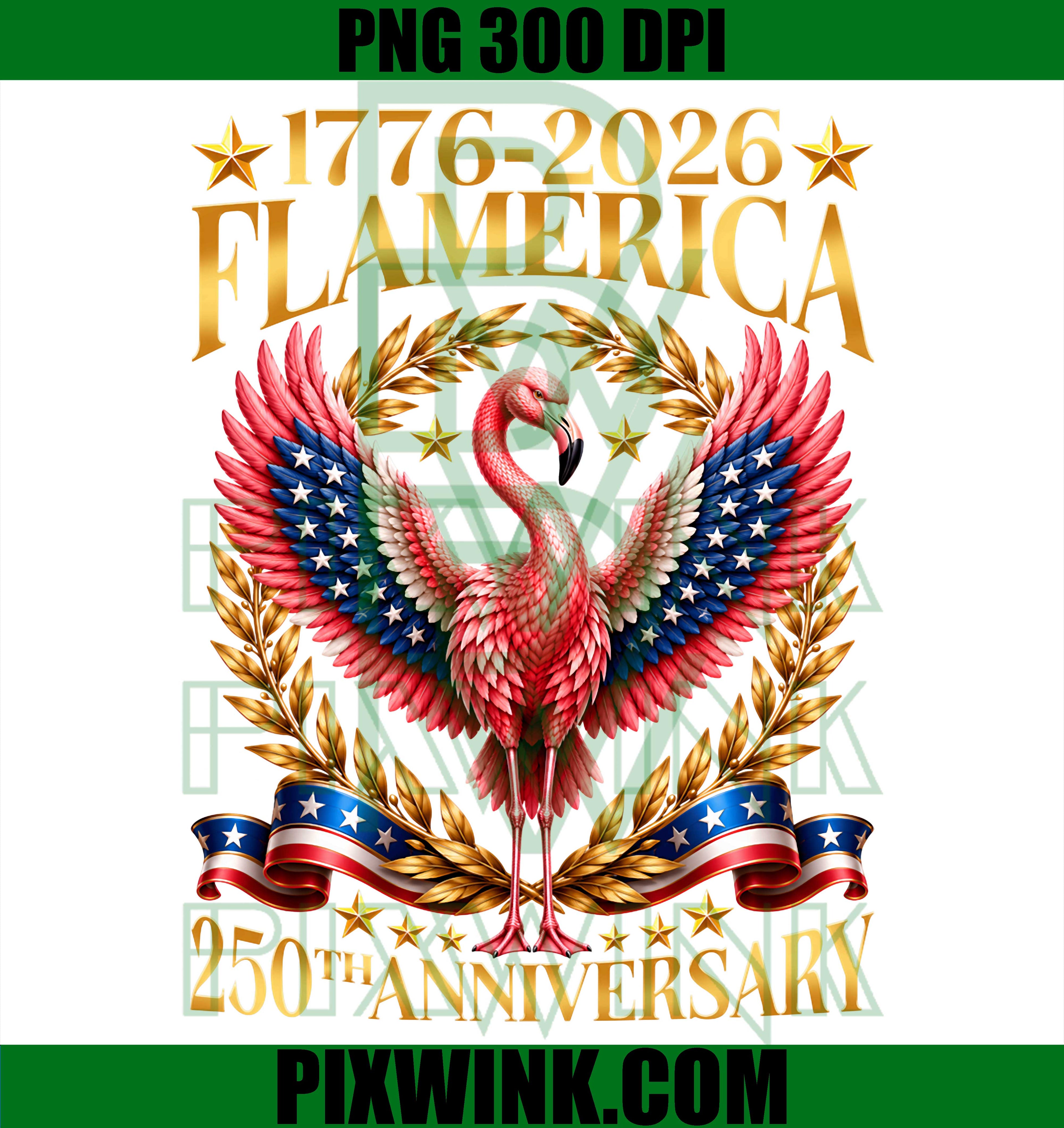 Flamerica 250th Anniversary PNG, American Flamingo 4th Of July PNG