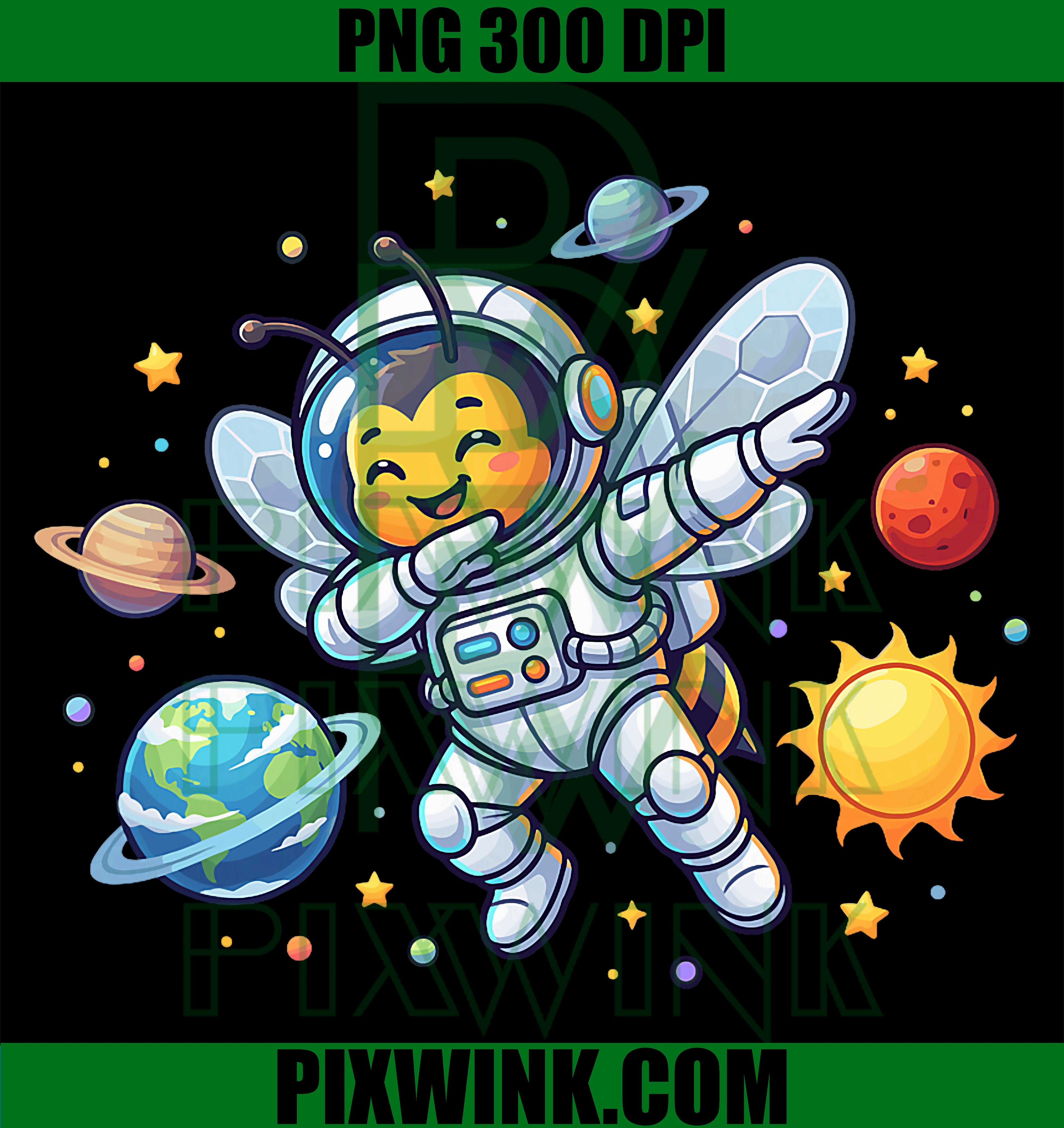 Bee Astronaut Dabbing PNG, Funny Space Animal Kids Retro Design