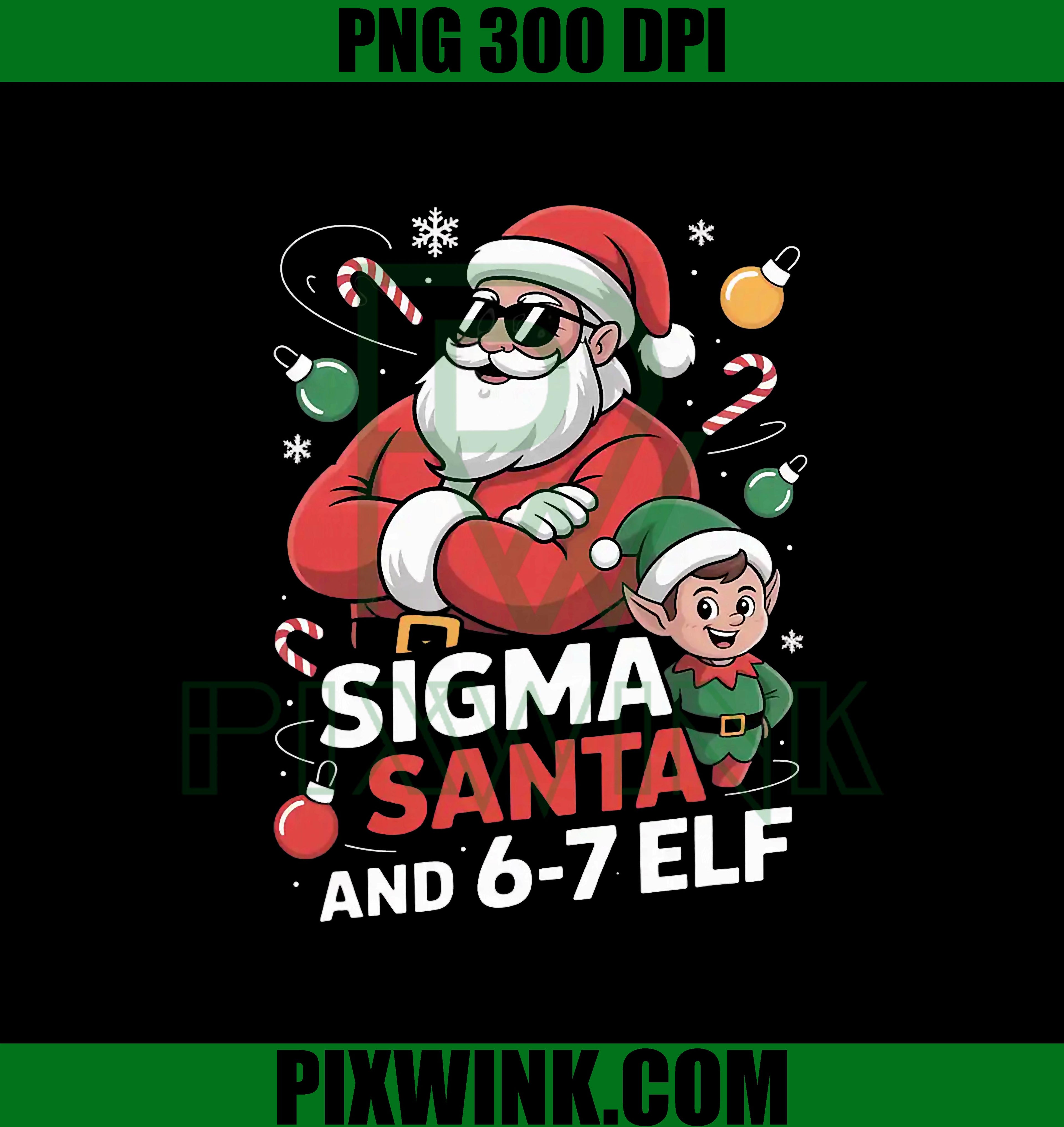 Sigma Santa and 6-7 Elf PNG, Cool Santa Christmas PNG, Santa Meme PNG