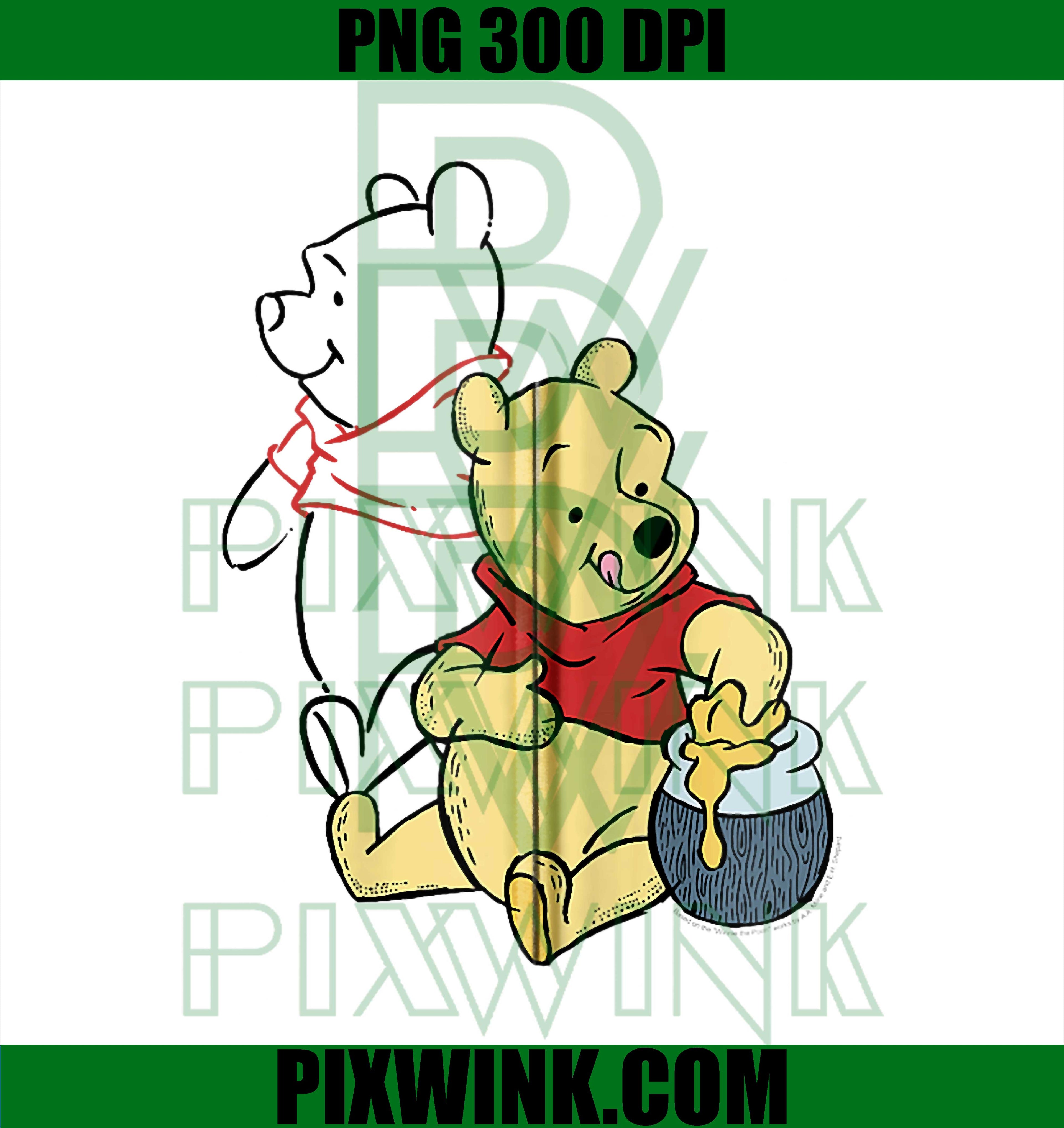 Disney Winnie The Pooh Line Art Portrait PNG