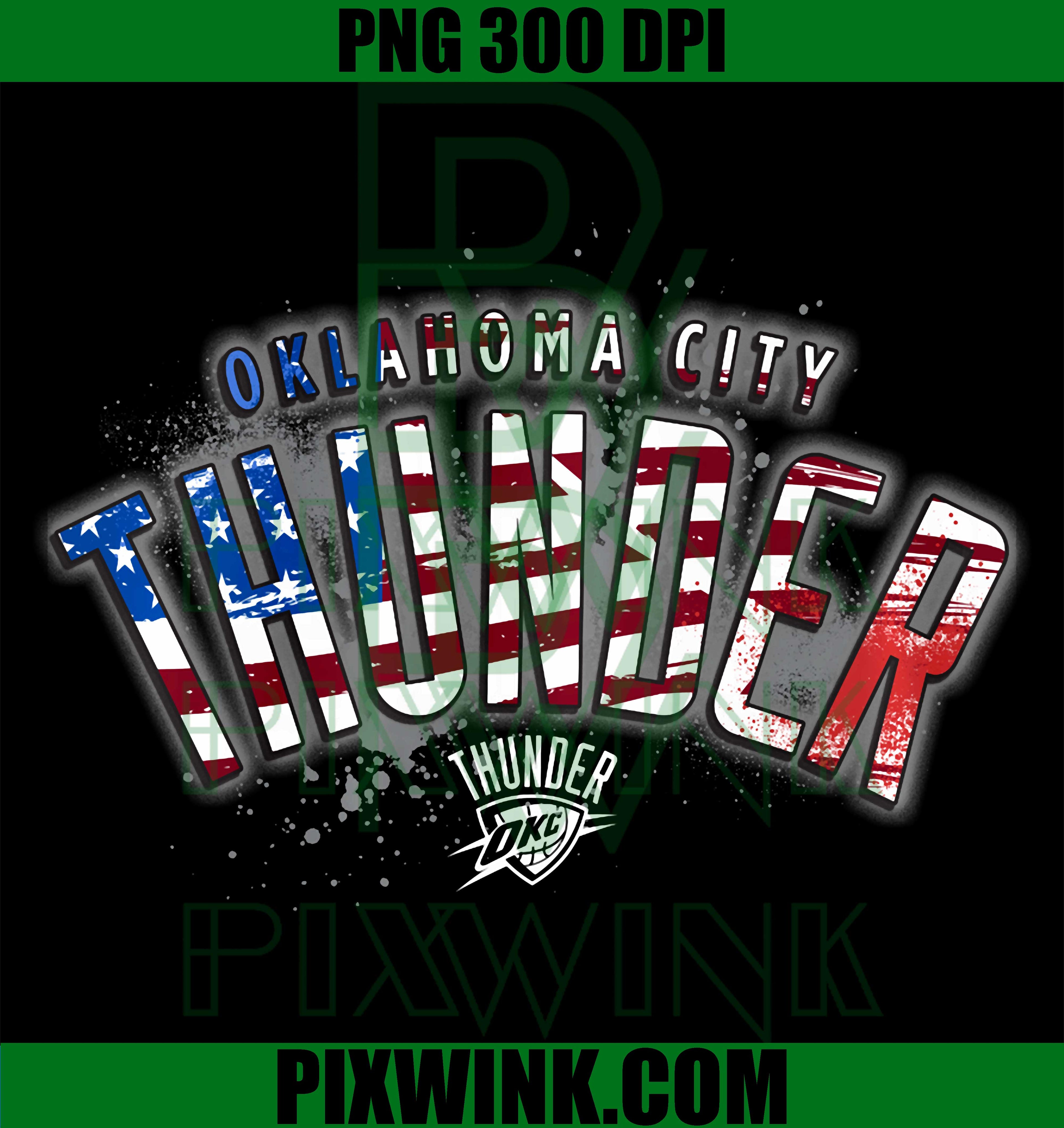 Oklahoma City Thunder Flag PNG, NBA American Flag Vintage Logo PNG