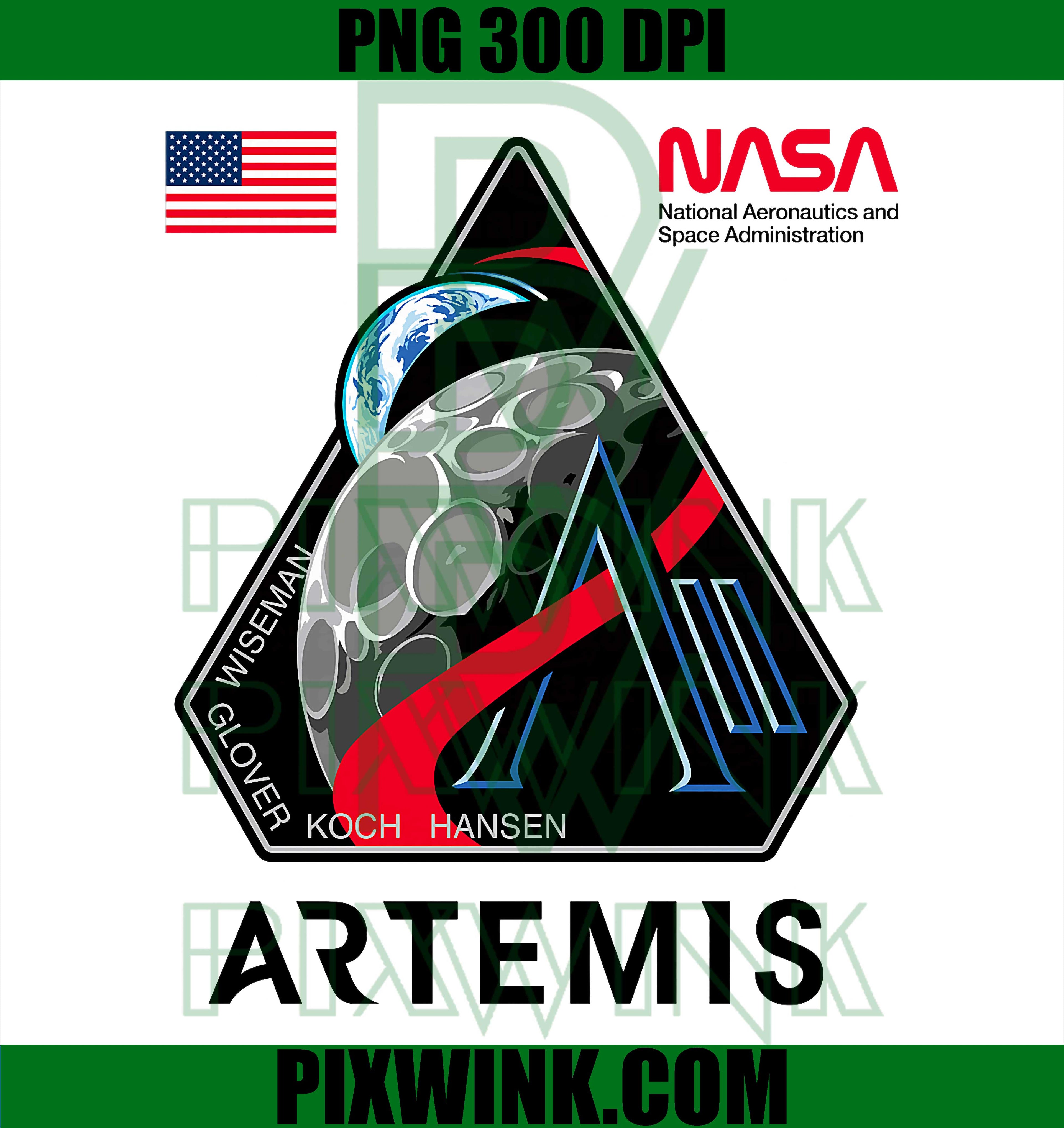 NASA Artemis II Mission Patch PNG, Moon Space Program Design PNG