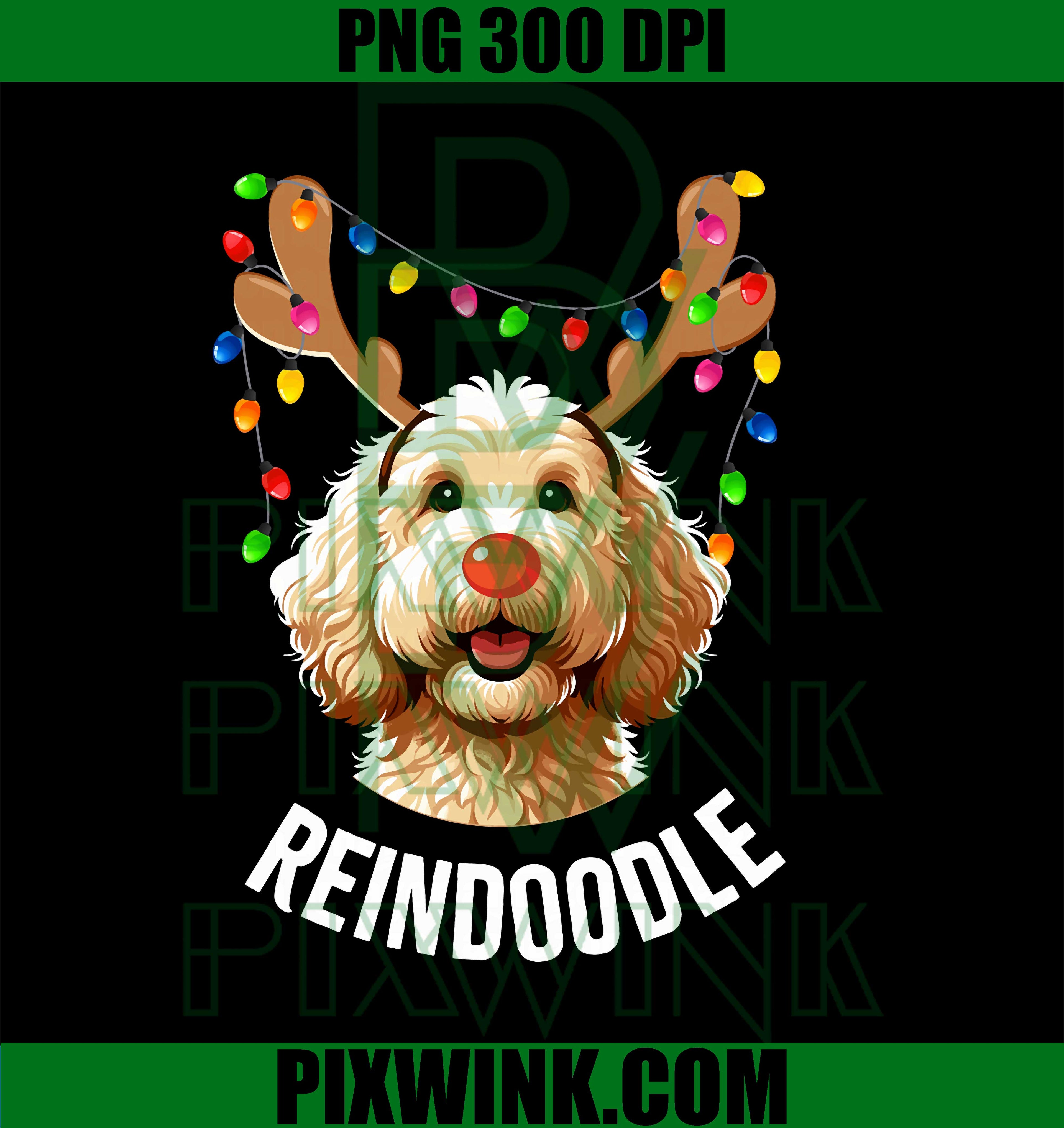 Christmas Goldendoodle Reindeer Doodle Dog Reindoodle Dog PNG