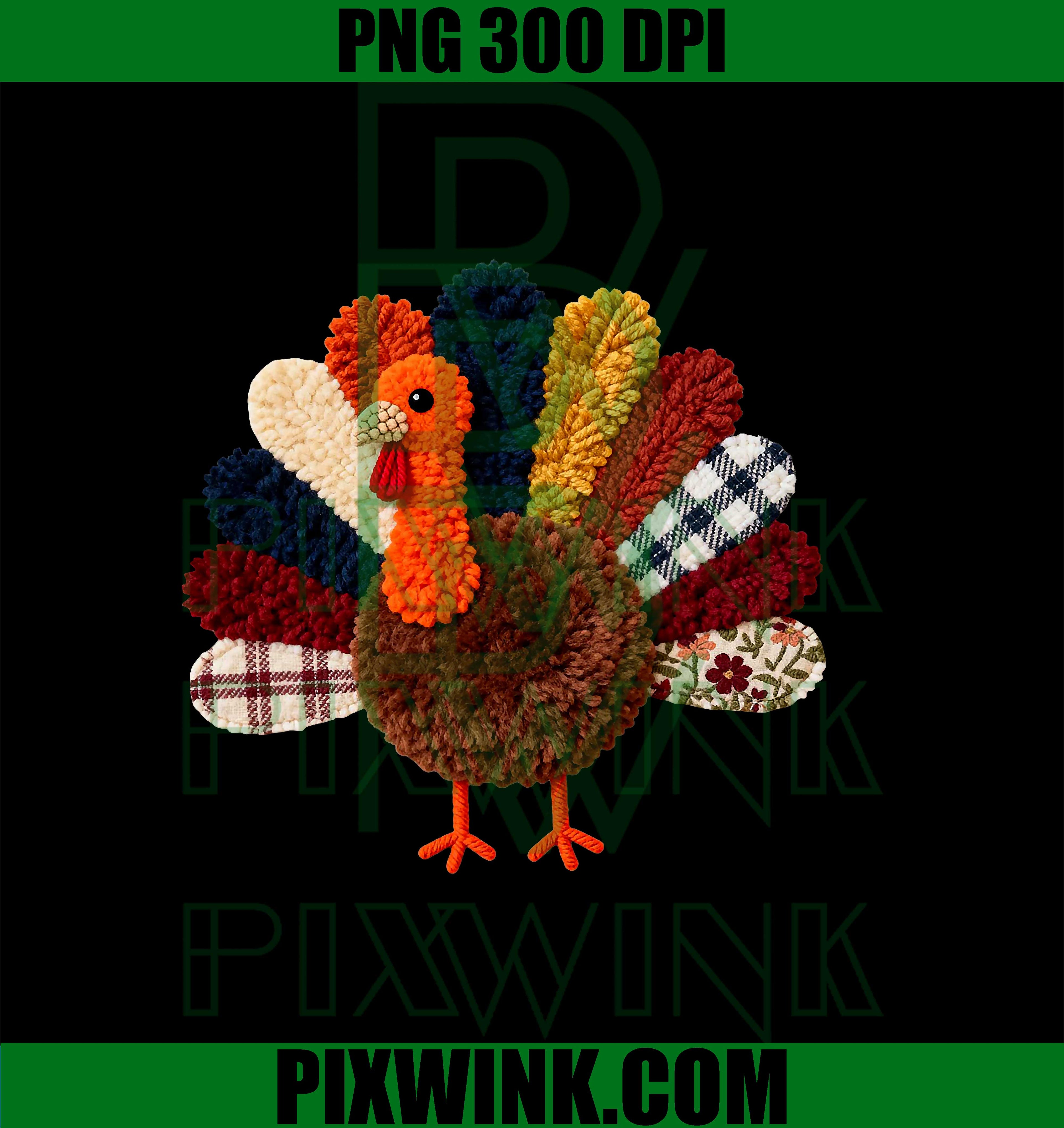 Funny Crochet Turkey Thanksgiving Day PNG, Crochet Faux Yarn PNG