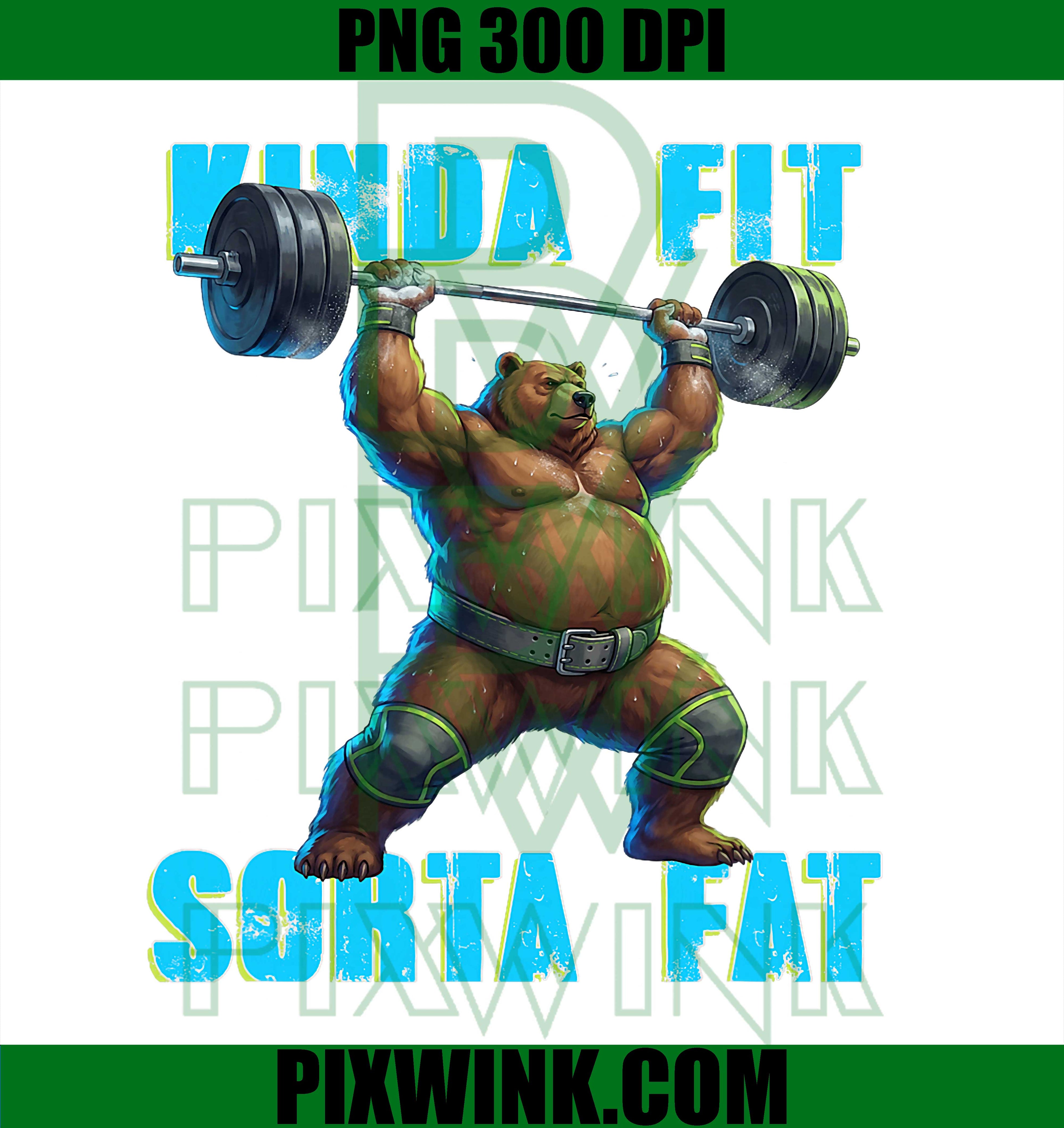 Gym Bear PNG, Funny Workout Bear PNG, Weightlifting Bear PNG