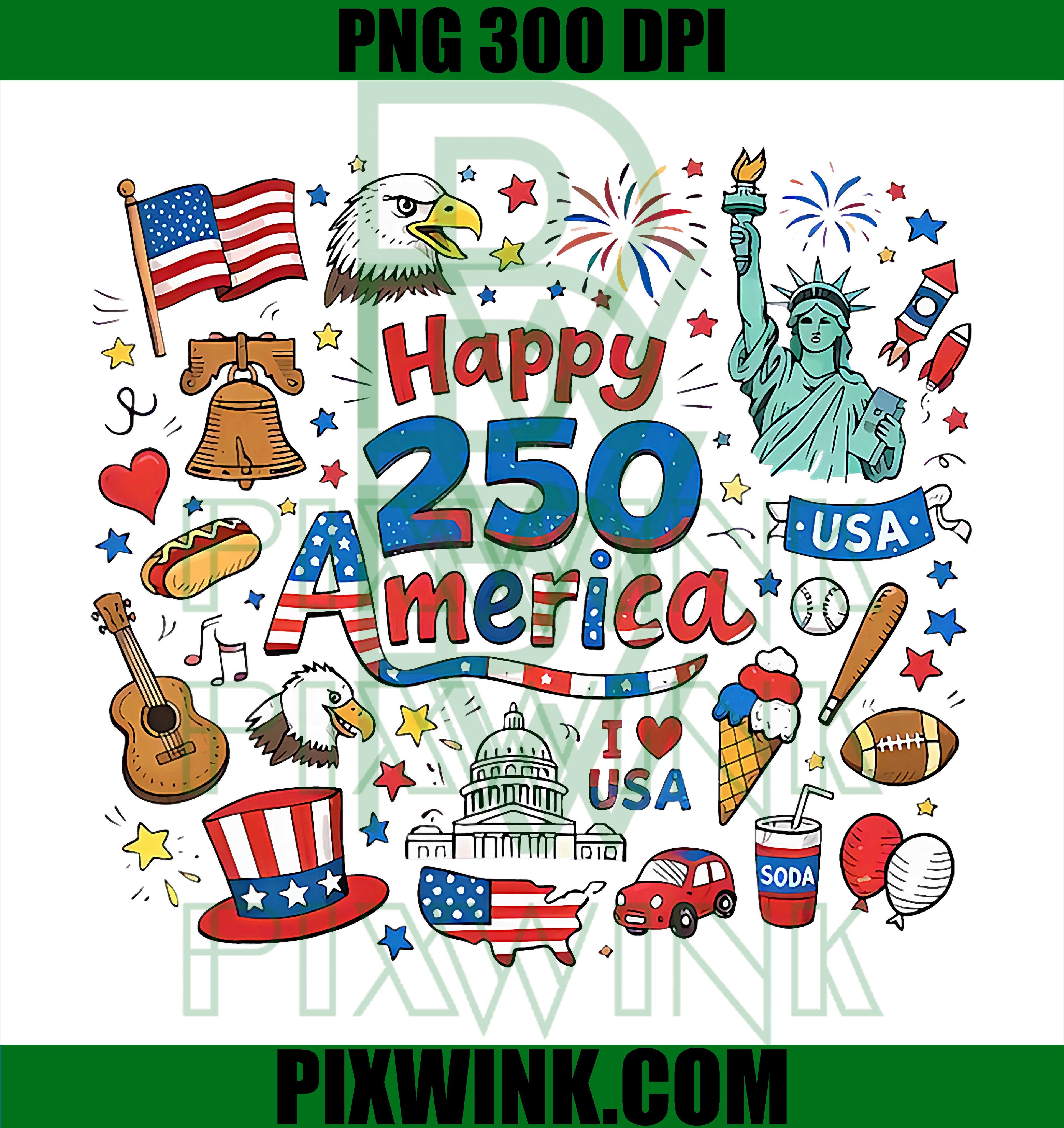 Happy 250 Years America PNG, 1776 2026 Freedom Celebration PNG