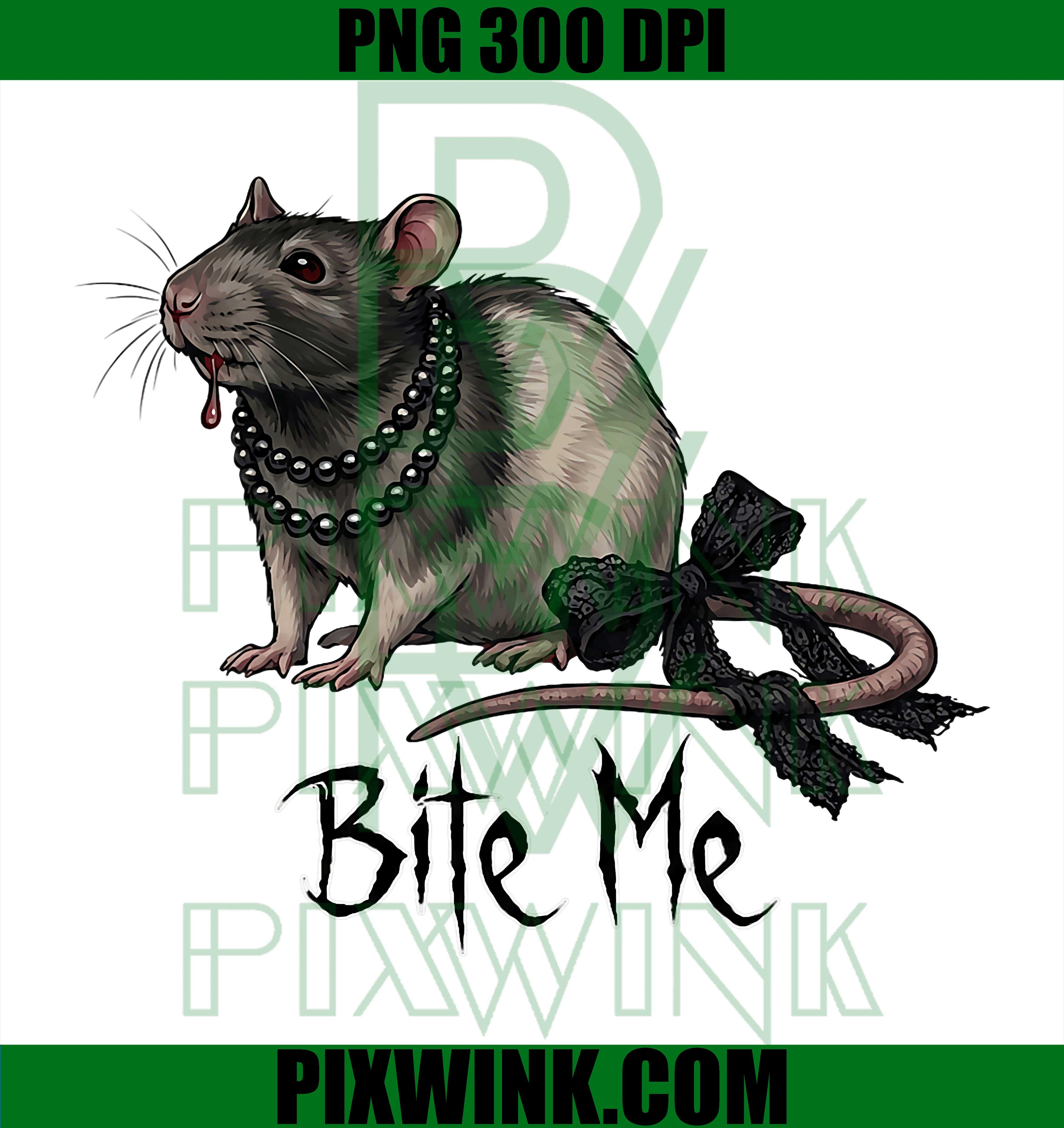 Vamp Romantic Rat Bite Me PNG, Gothic Coquette Rat Design PNG