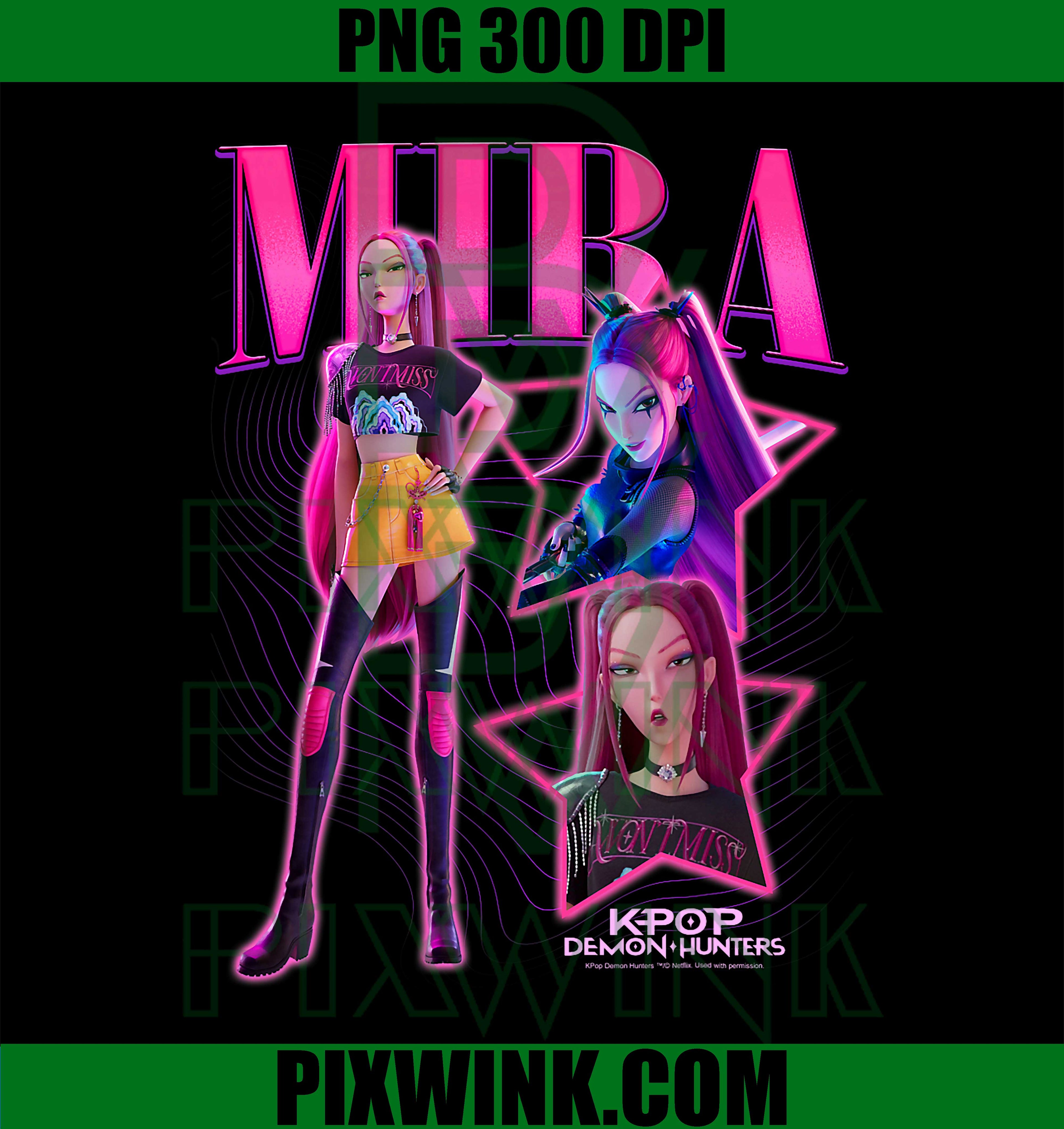 Kpop Demon Hunters Mira Showcase Retro PNG, Neon Poster PNG