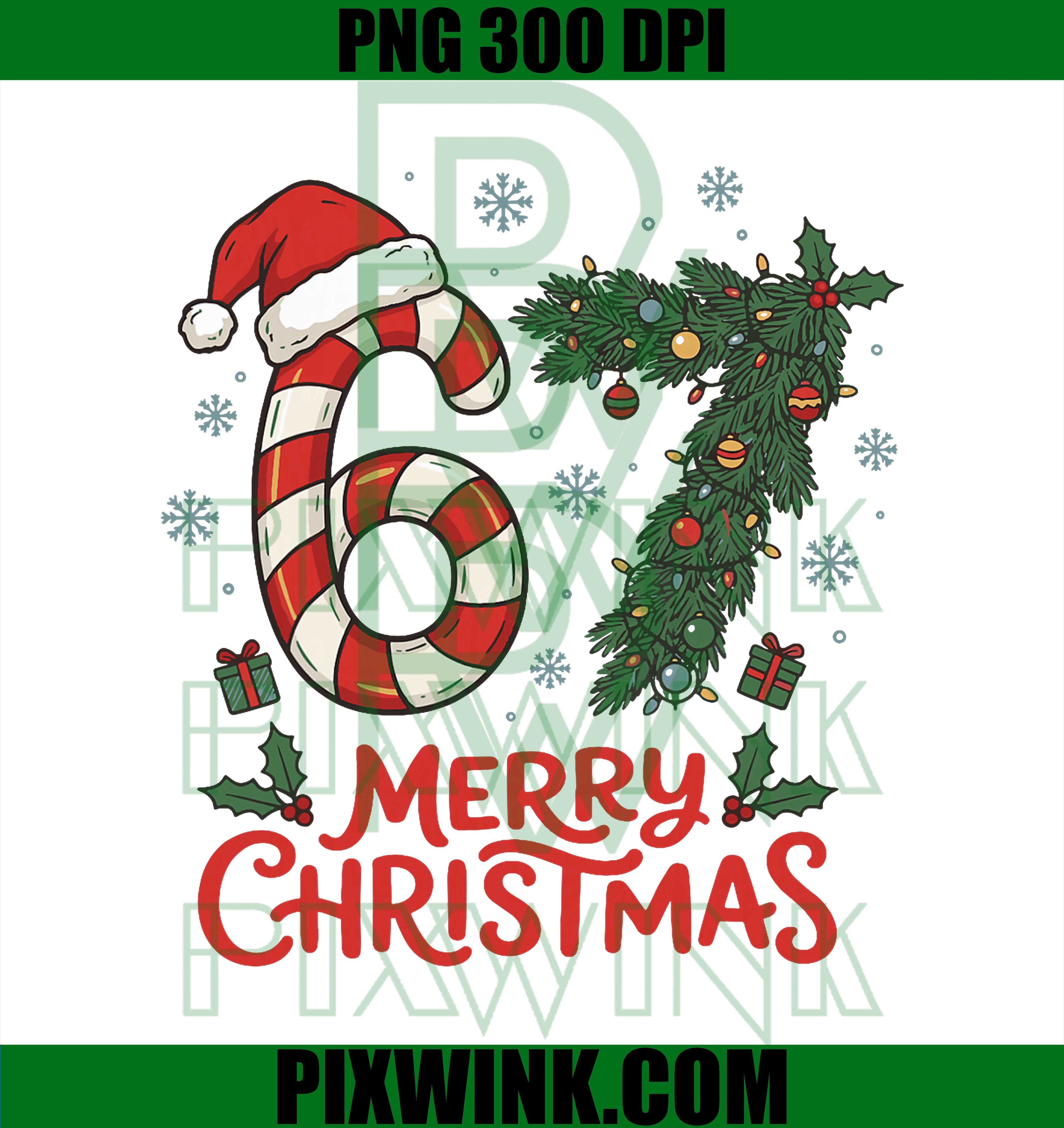 Six Seven Funny 6 7 Meme Christmas PNG