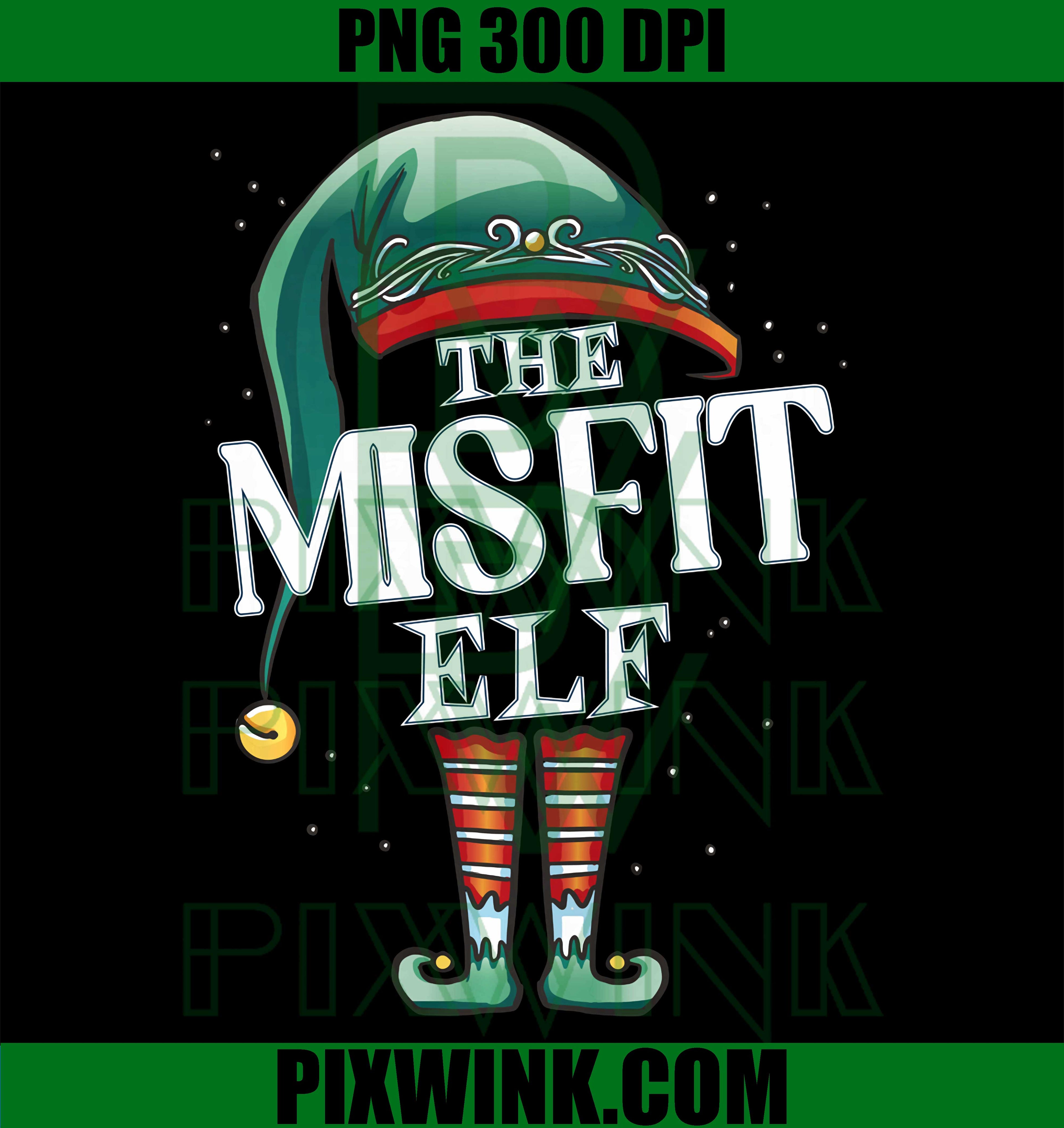 Misfit Elf Christmas PNG, Funny Xmas Pajama Party PNG