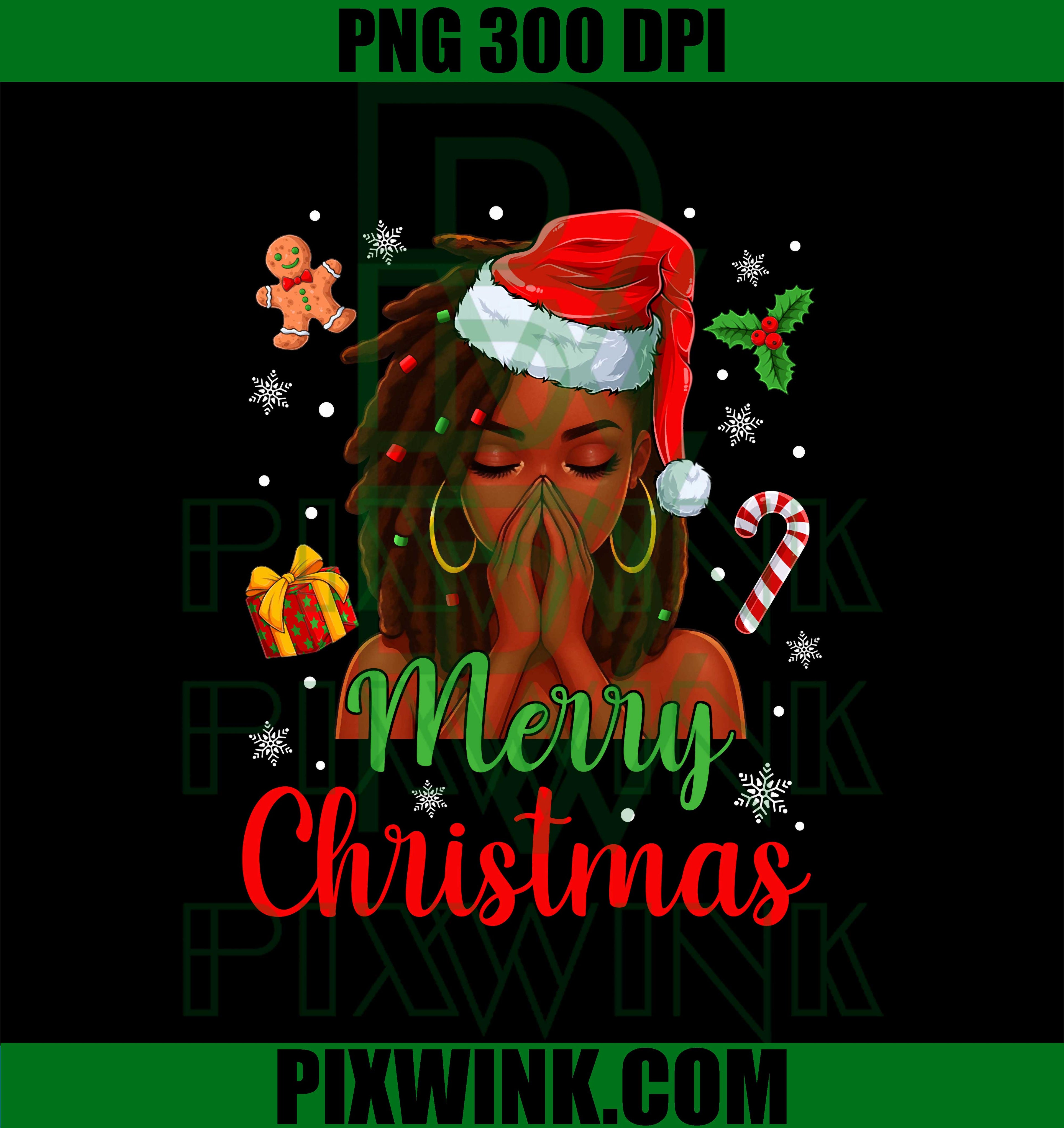 Merry Christmas African American, Loc'd Girl Black Woman PNG