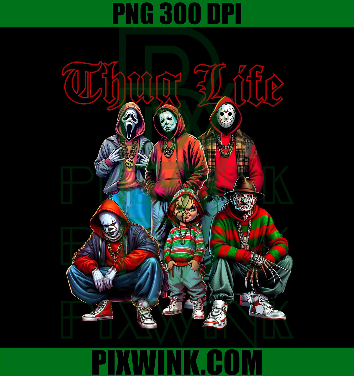 Horror Villains PNG, Thug Life Slasher PNG, Movie Killer Art PNG