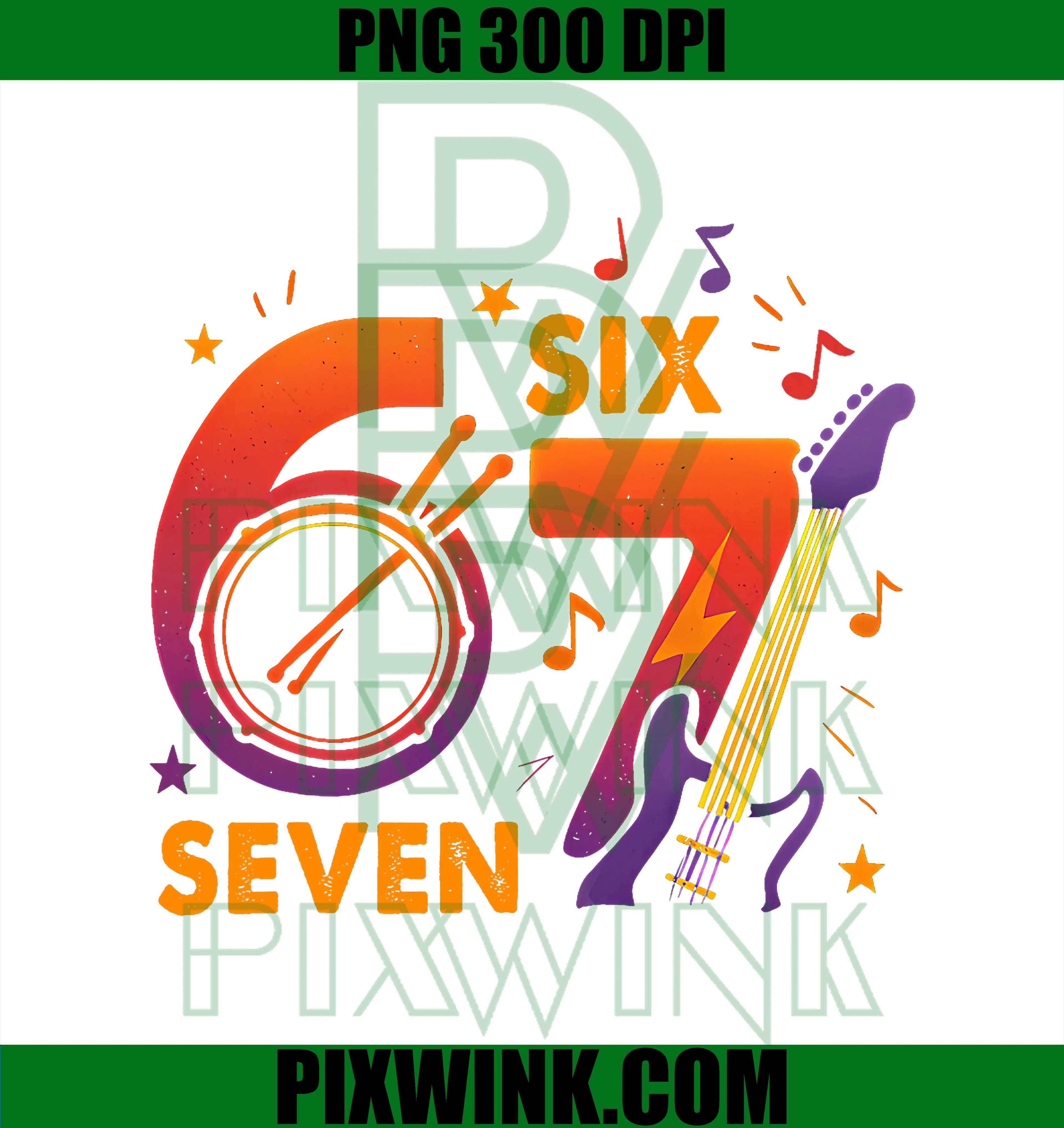 Six Seven Music Rock Guitar 6 7 Cool Meme, 67 Funny Slang PNG