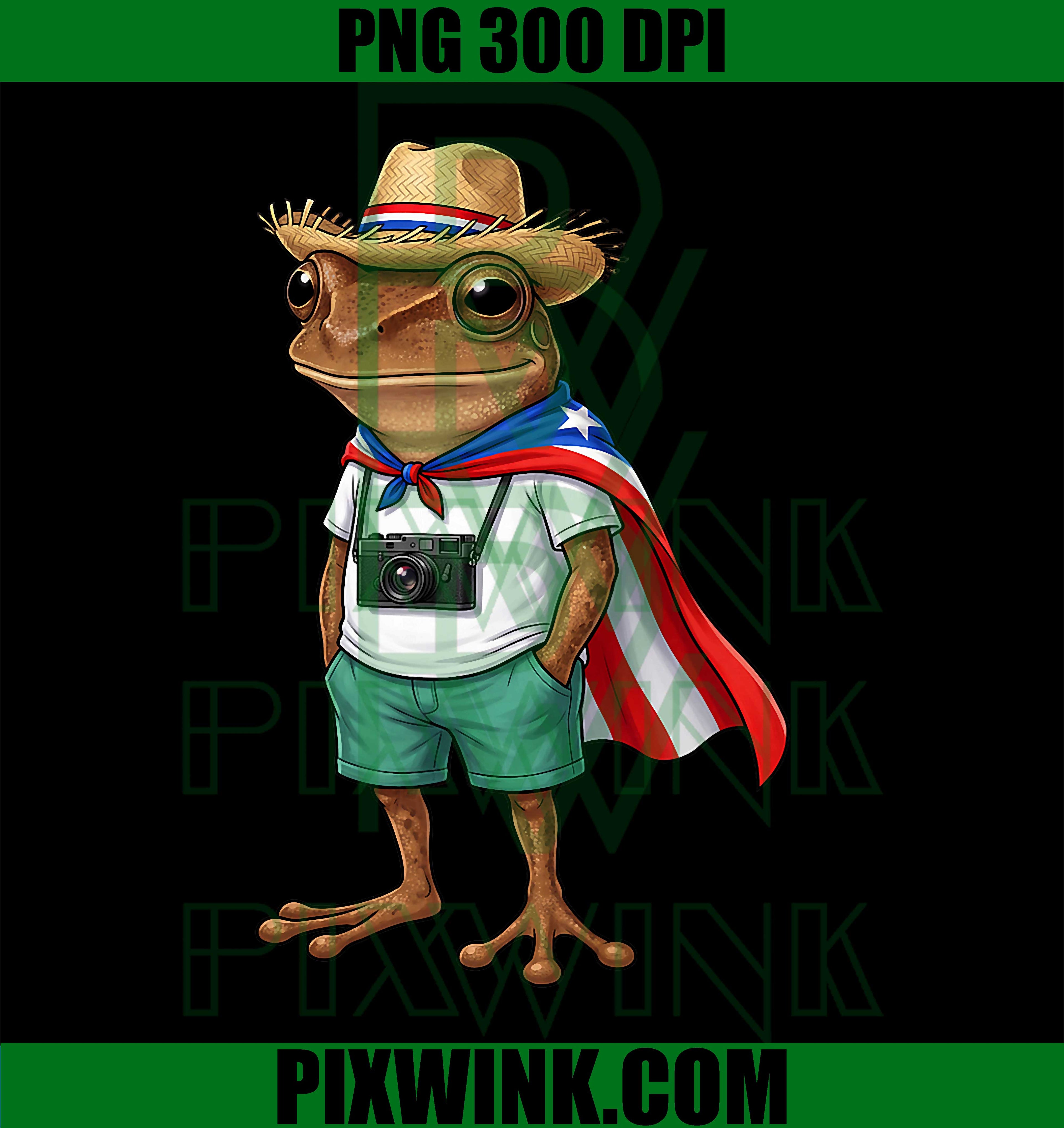 Frog Tourist PNG, Chile Flag Cape Frog PNG, Cute Travel Frog PNG
