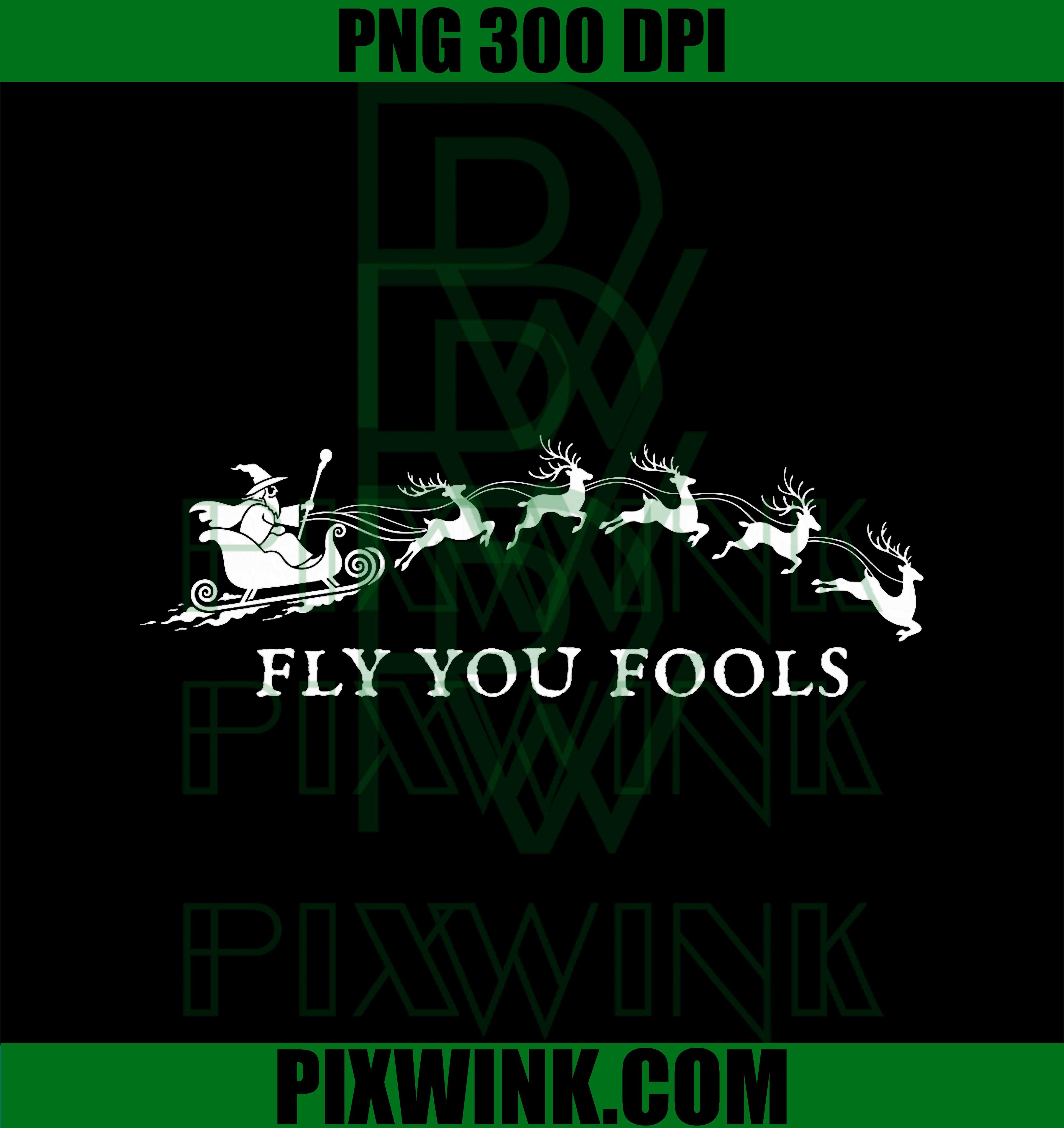 Funny Fly You Fools Santa Sleigh Reindeer Christmas PNG, Funny Xmas PNG