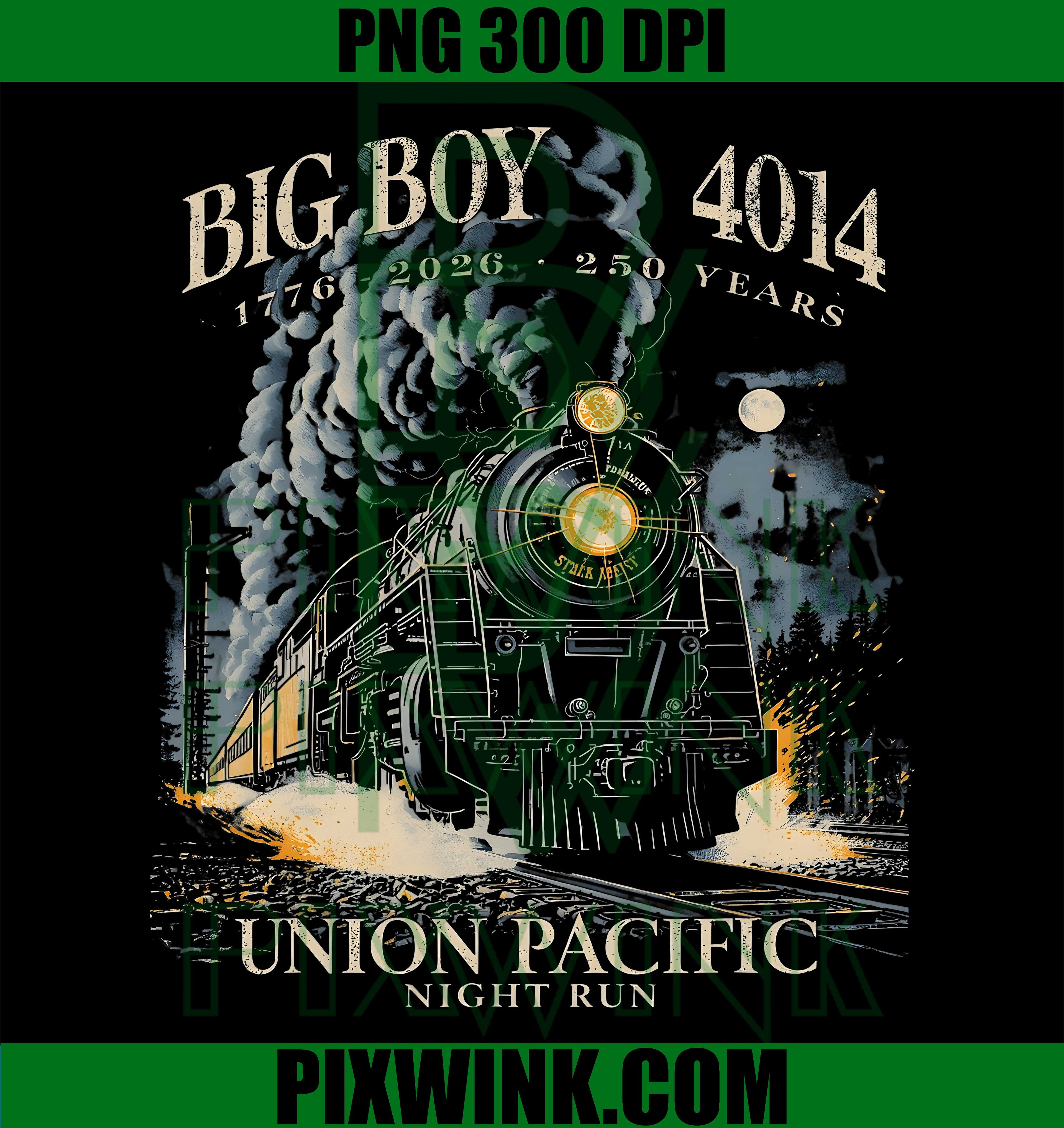 Big Boy 4014 Night Run PNG, America Steam Locomotive 250 Years PNG