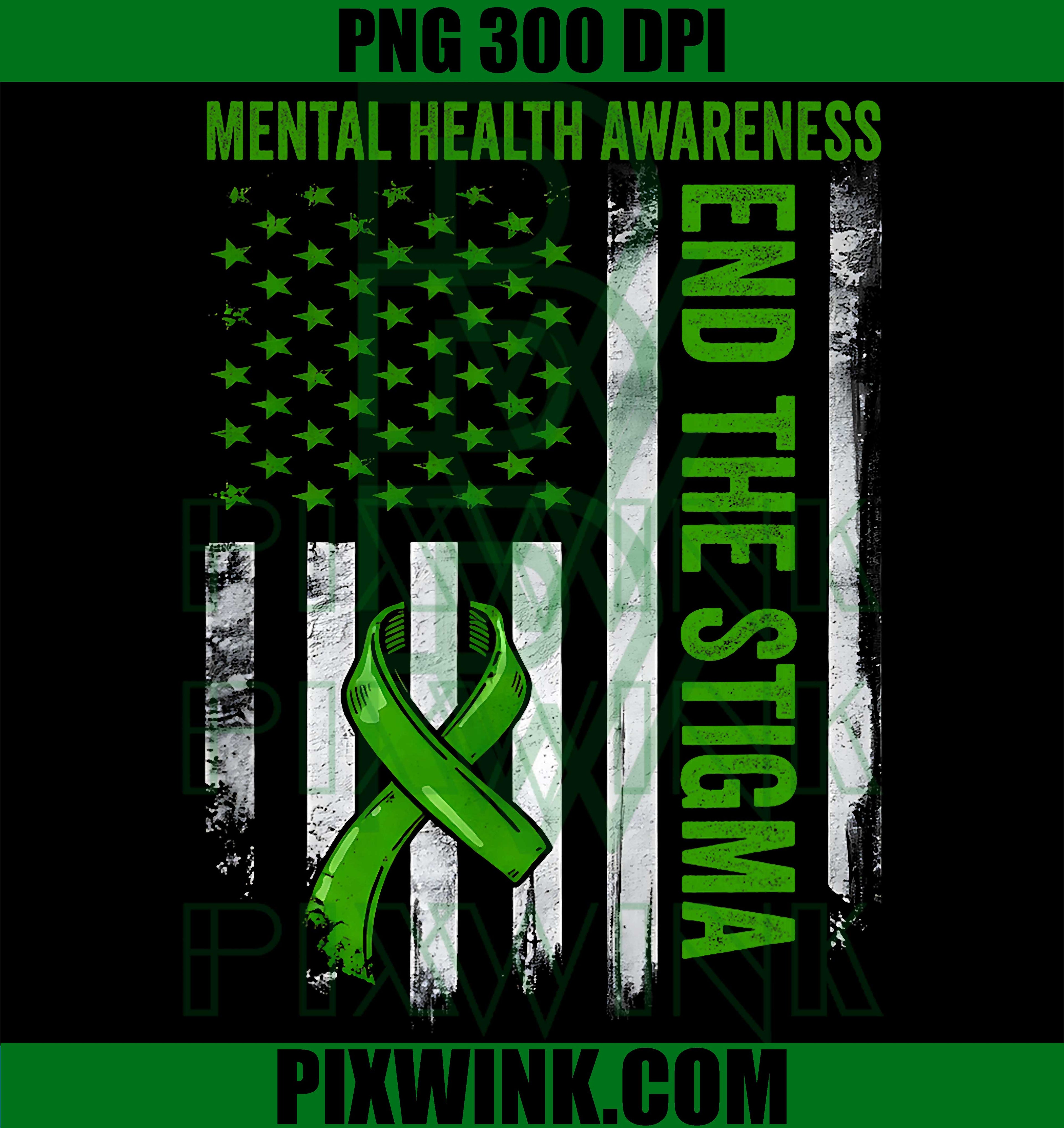 End Stigma PNG, Mental Health Awareness PNG, USA Flag PNG