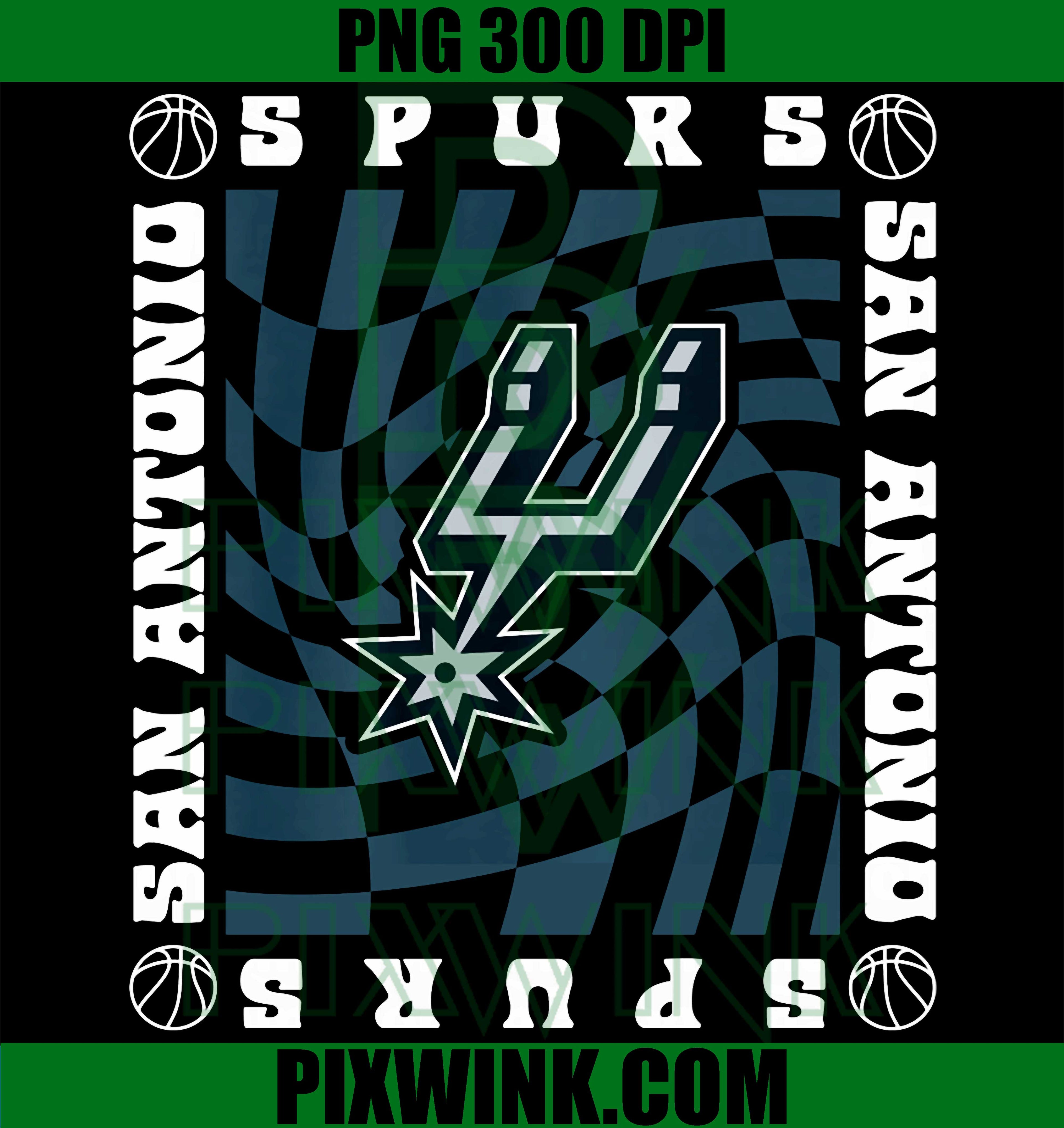 San Antonio Spurs Retro Checkerboard PNG, NBA Vintage Basketball PNG