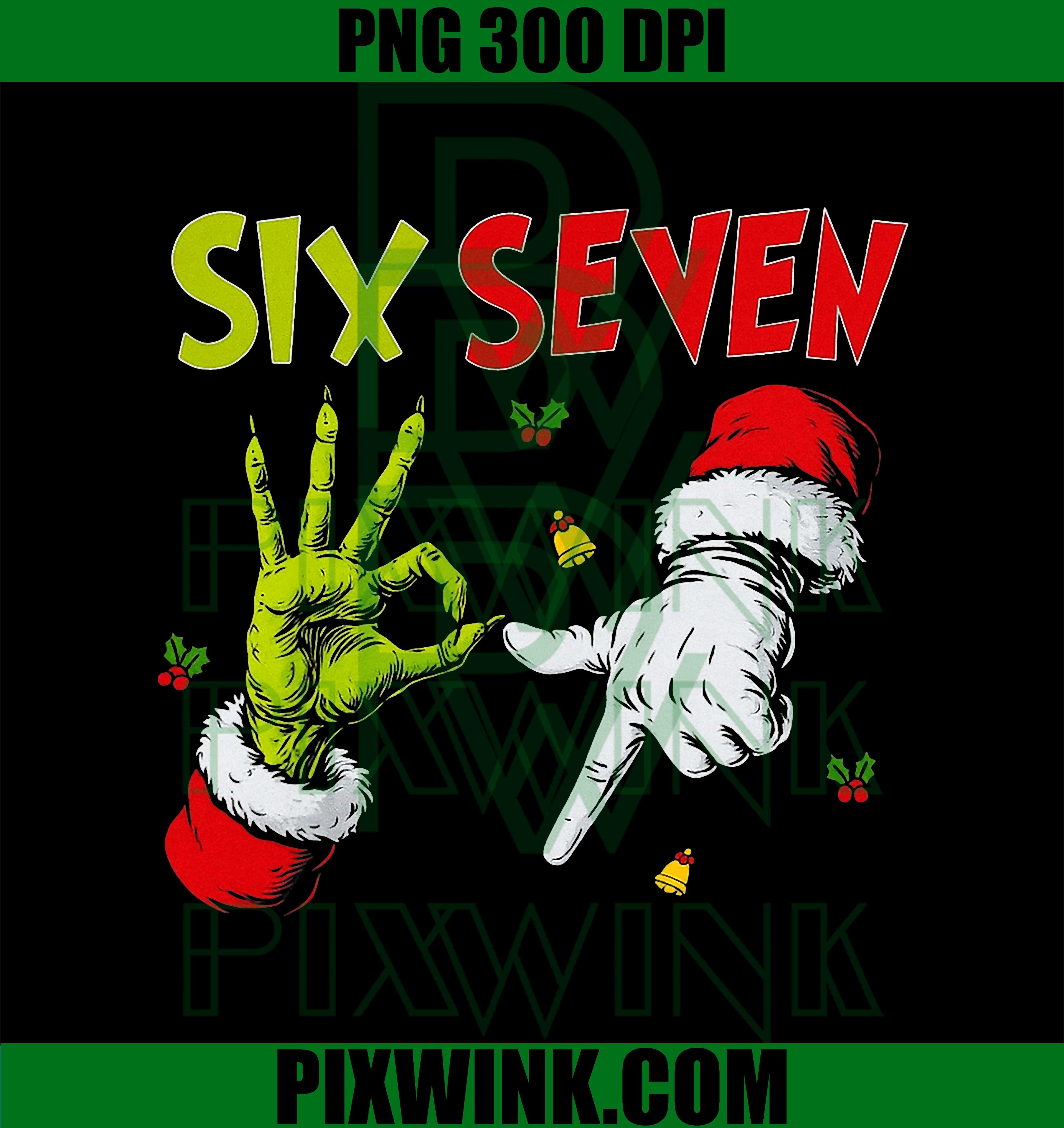 Six Seven Santa Hand Funny Viral Meme 67 Theme 6 7 Christmas PNG