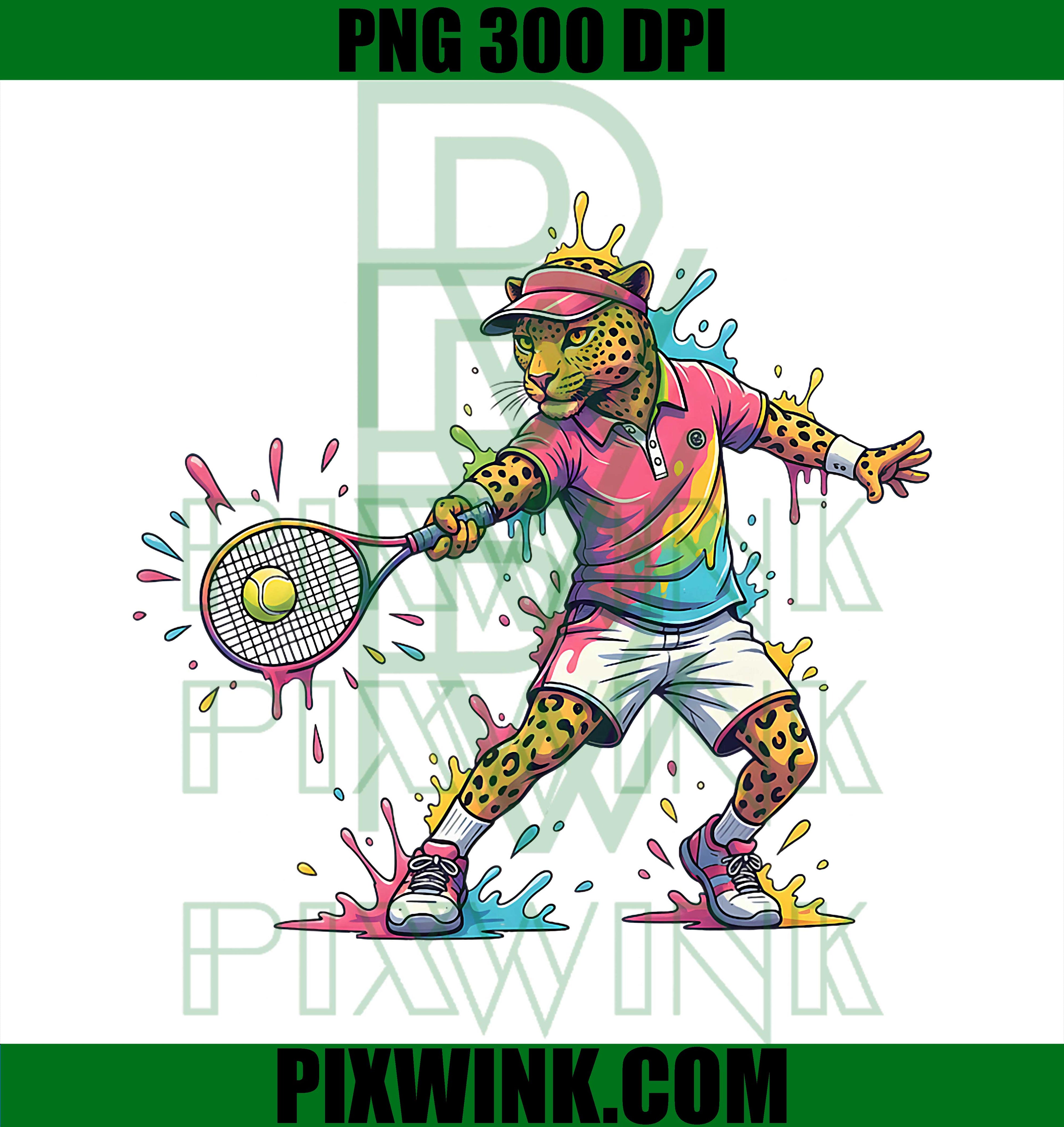 Funny Leopard Tennis Player – Drip PNG