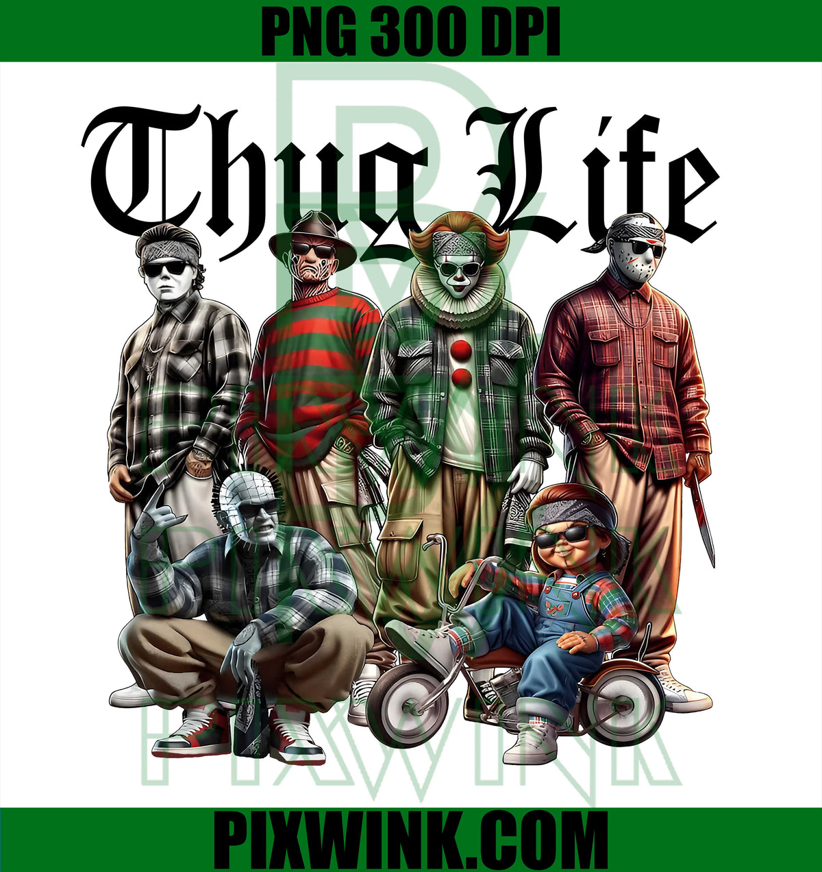 Horror Villains PNG, Thug Life Mashup PNG, Movie Slasher Art PNG