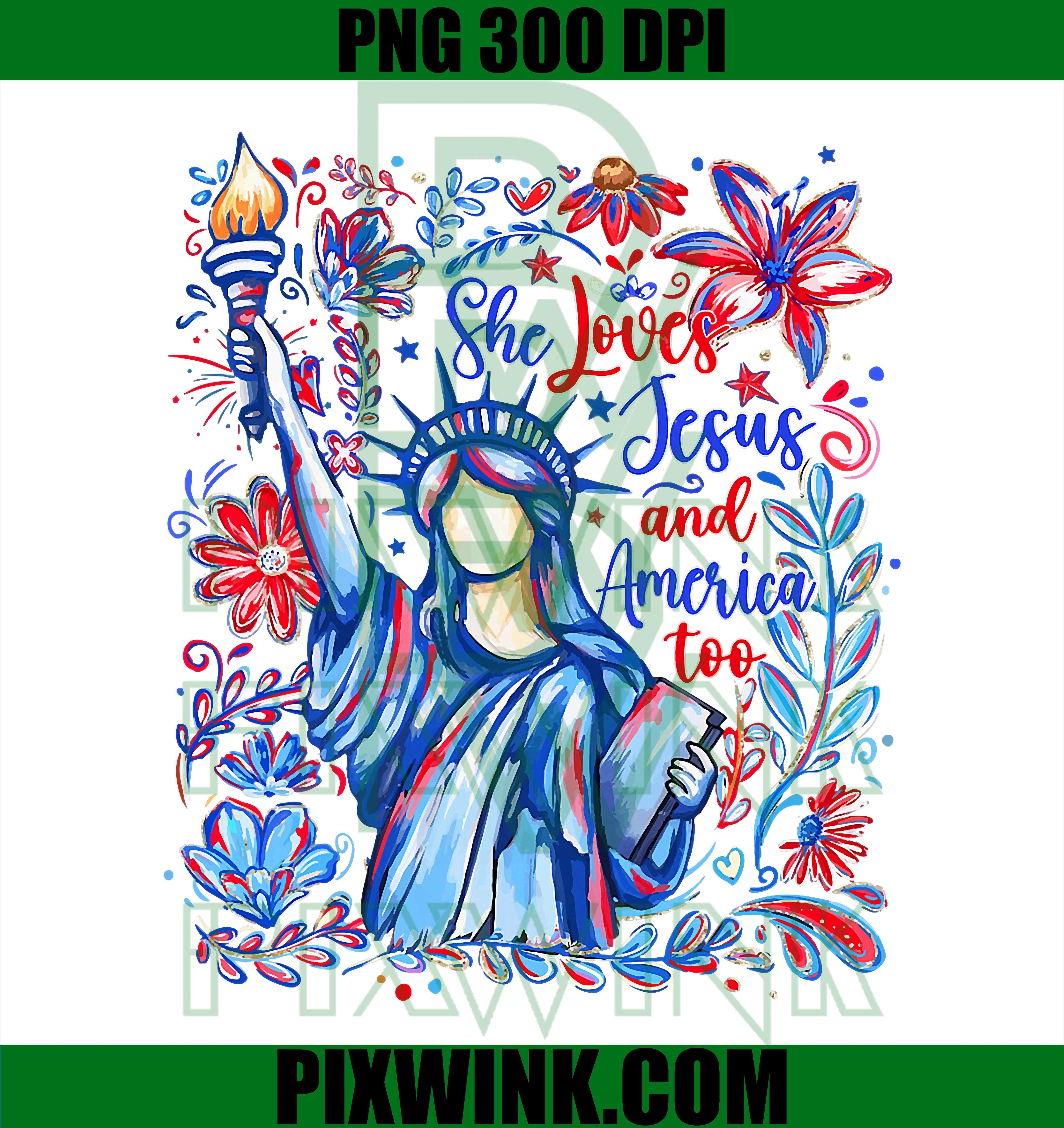 She Loves Jesus America PNG, Christian 4th Of July PNG