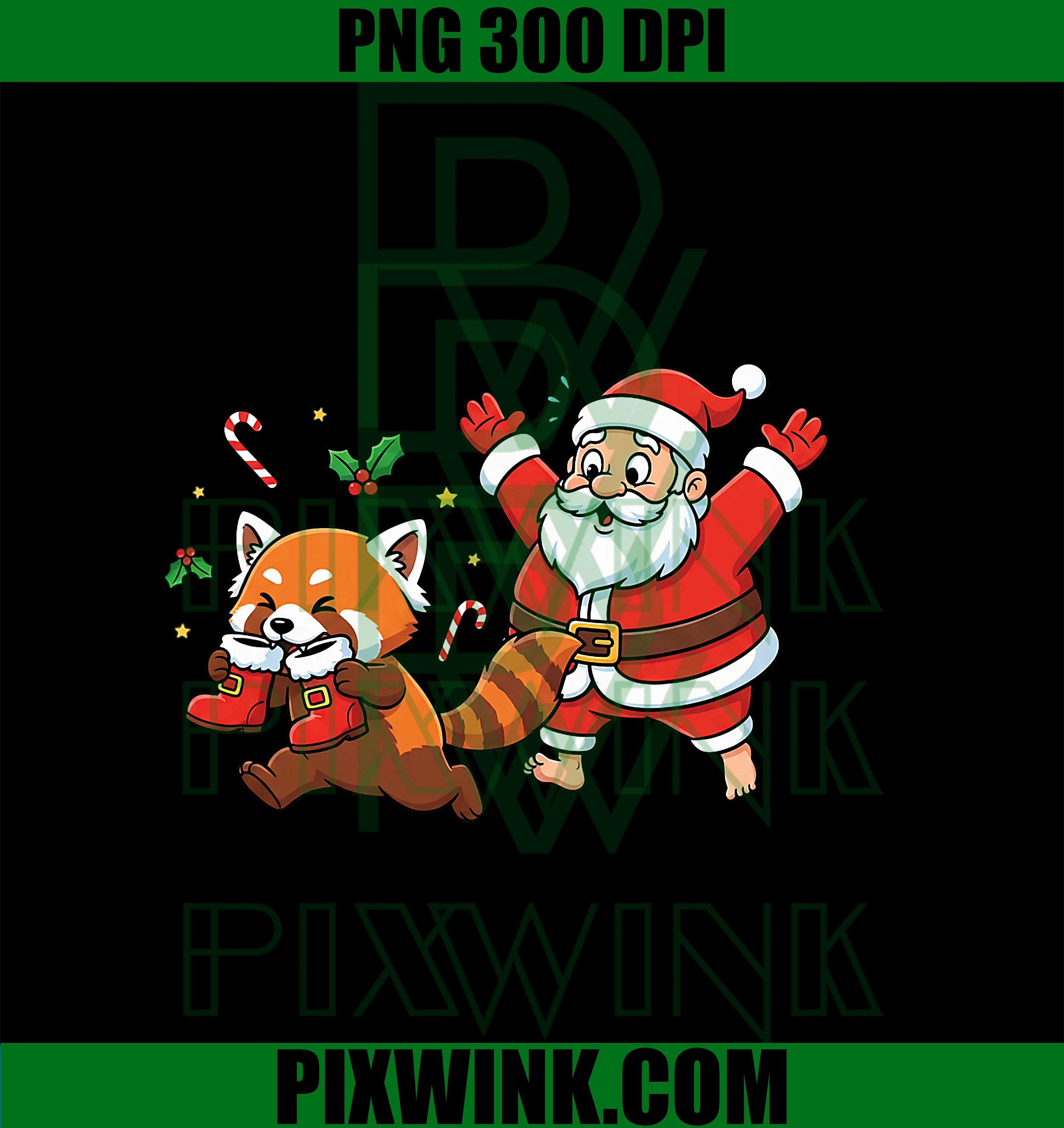 Funny Red Panda Stolen Santa Claus Boots Christmas PNG, Christmas Baby Red Panda PNG