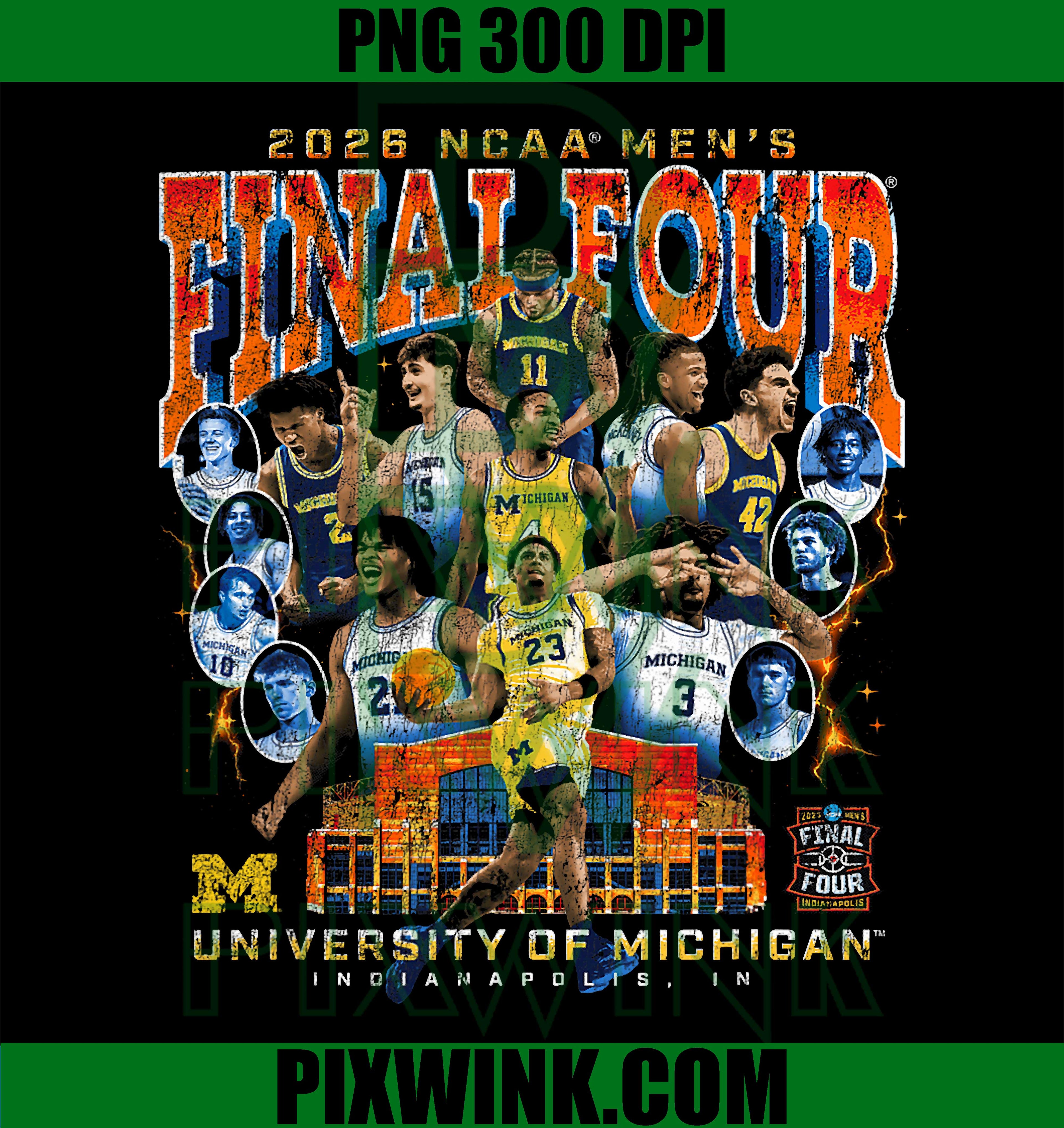 Michigan Basketball Final Four PNG, March Madness Team NIL PNG