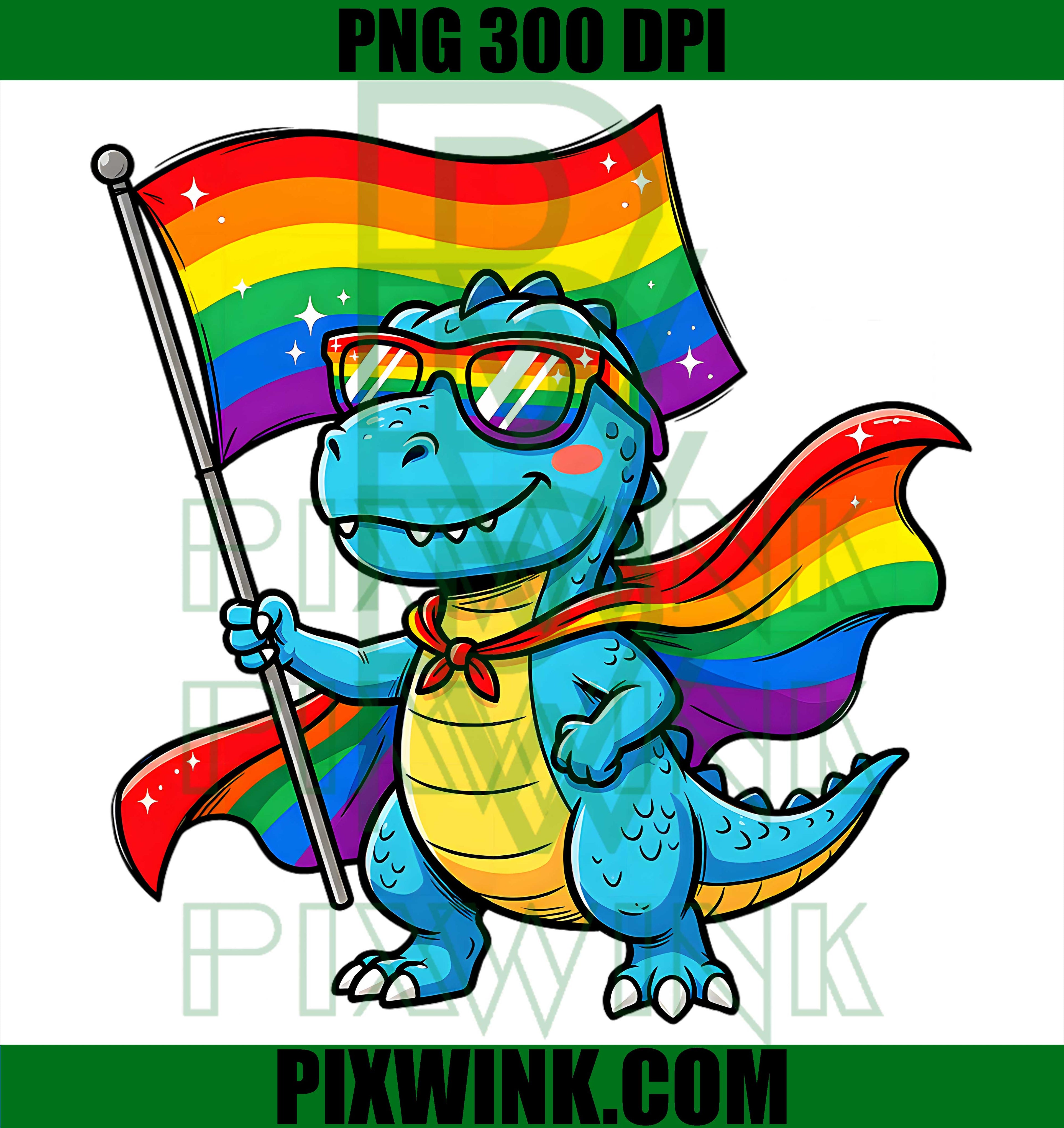 Funny Dino Pride PNG, Rainbow LGBTQ Pride PNG