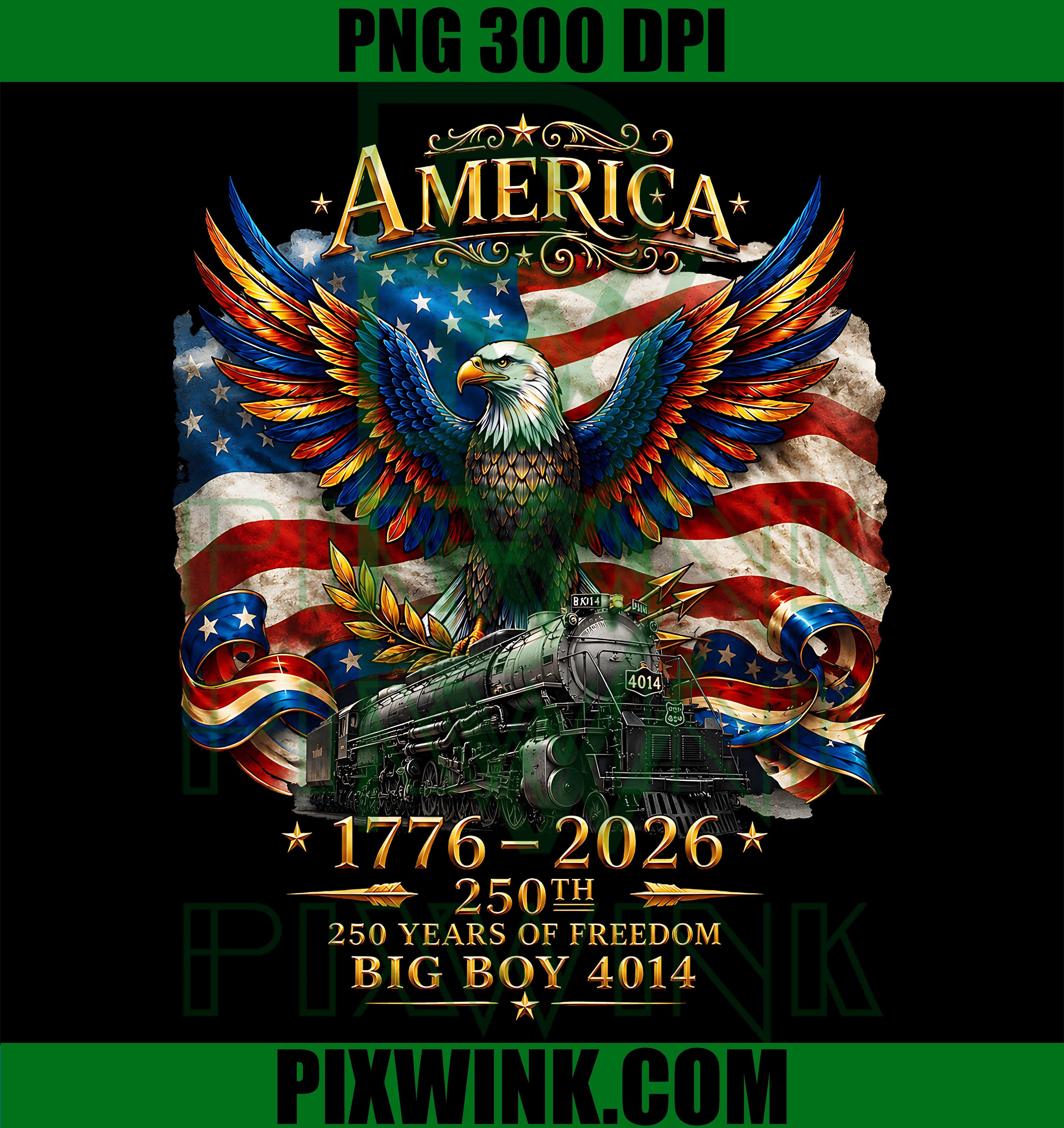 Big Boy 4014 Train USA PNG, Patriotic American 250th Anniversary PNG