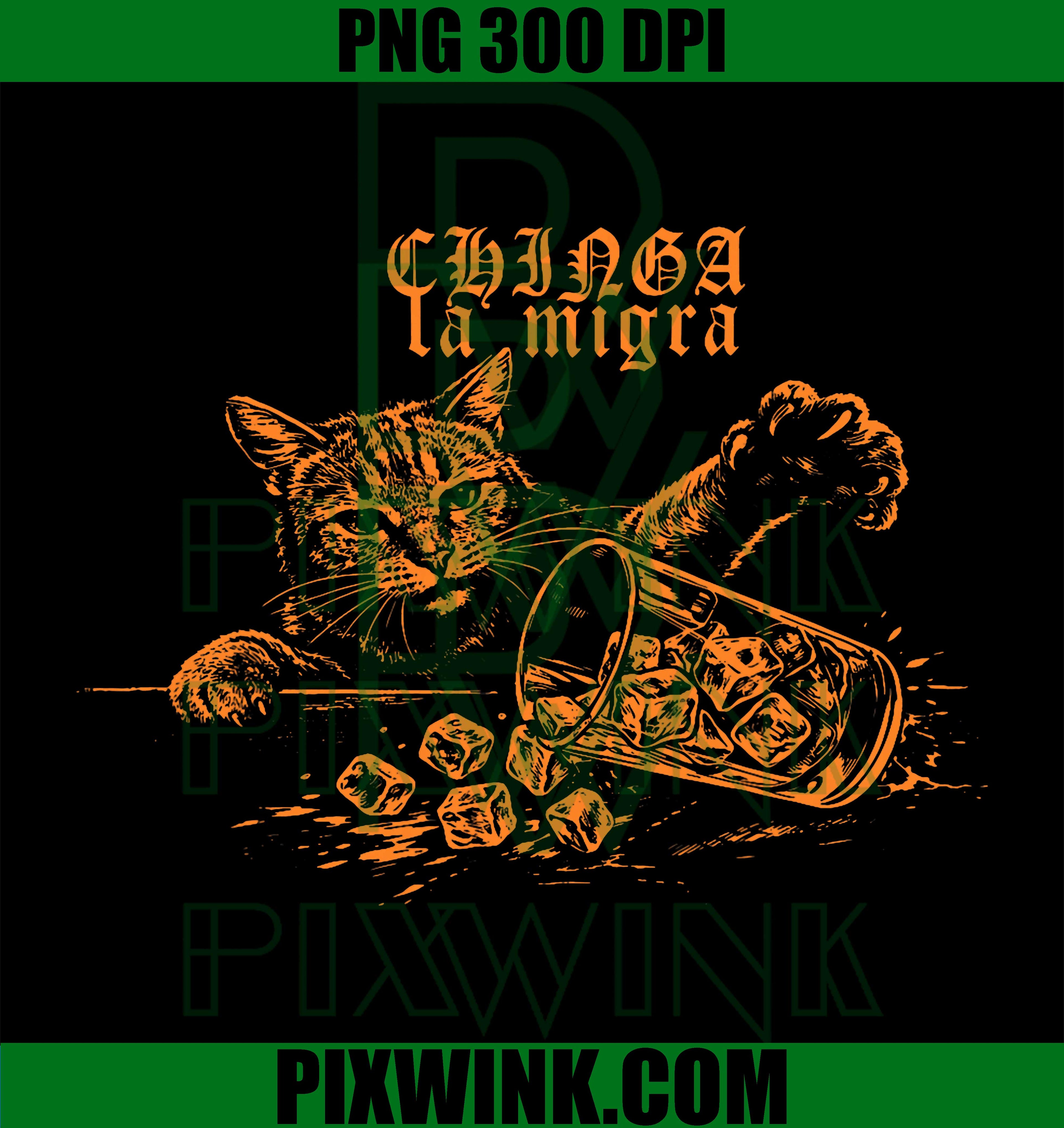 Chinga La Migra Cat, No ICE PNG, Funny Political Cat Art, Retro Graphic Design