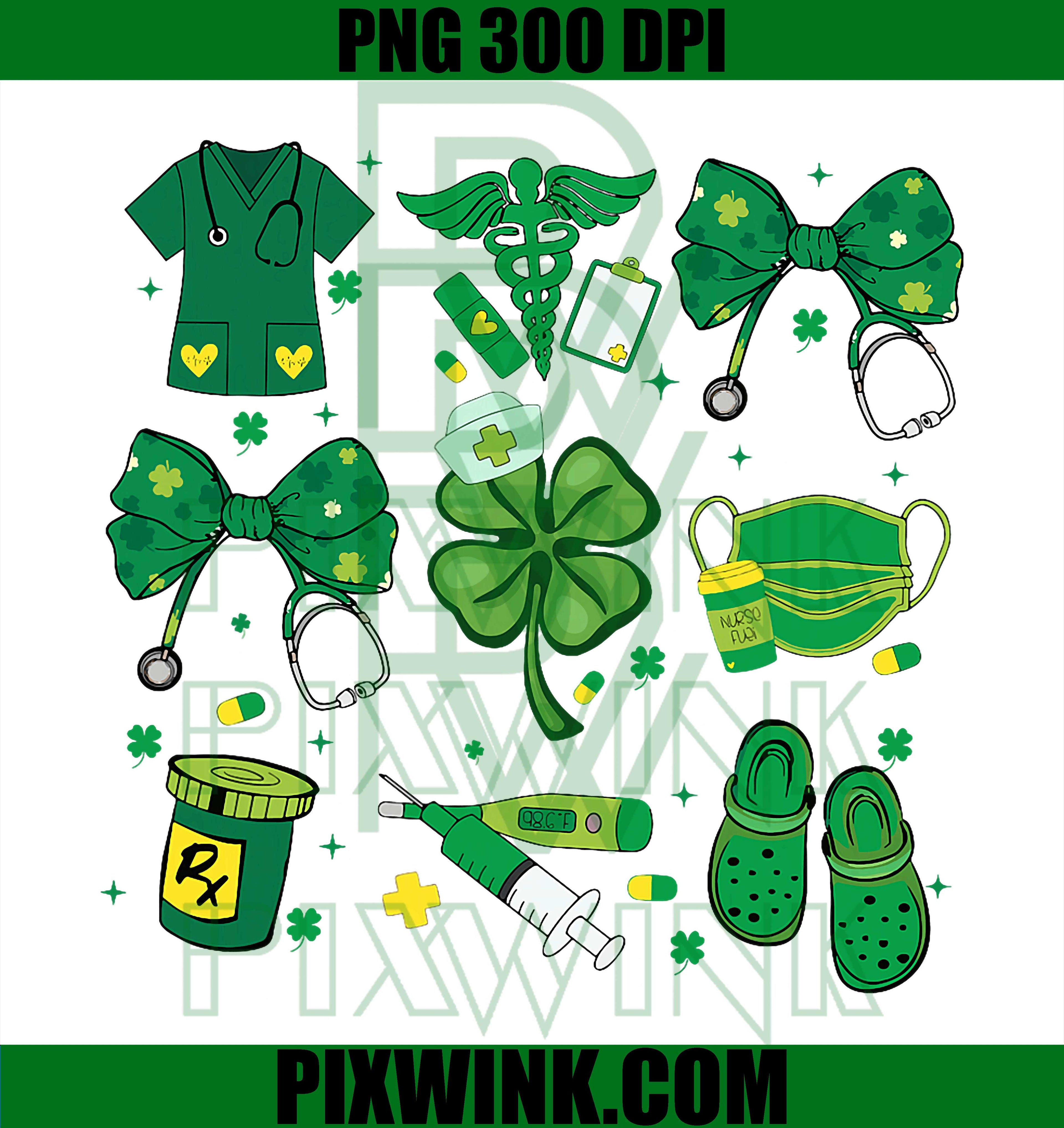 Coquette Lucky Nurse St Patrick's Day PNG, Lucky Shamrock Nursing PNG