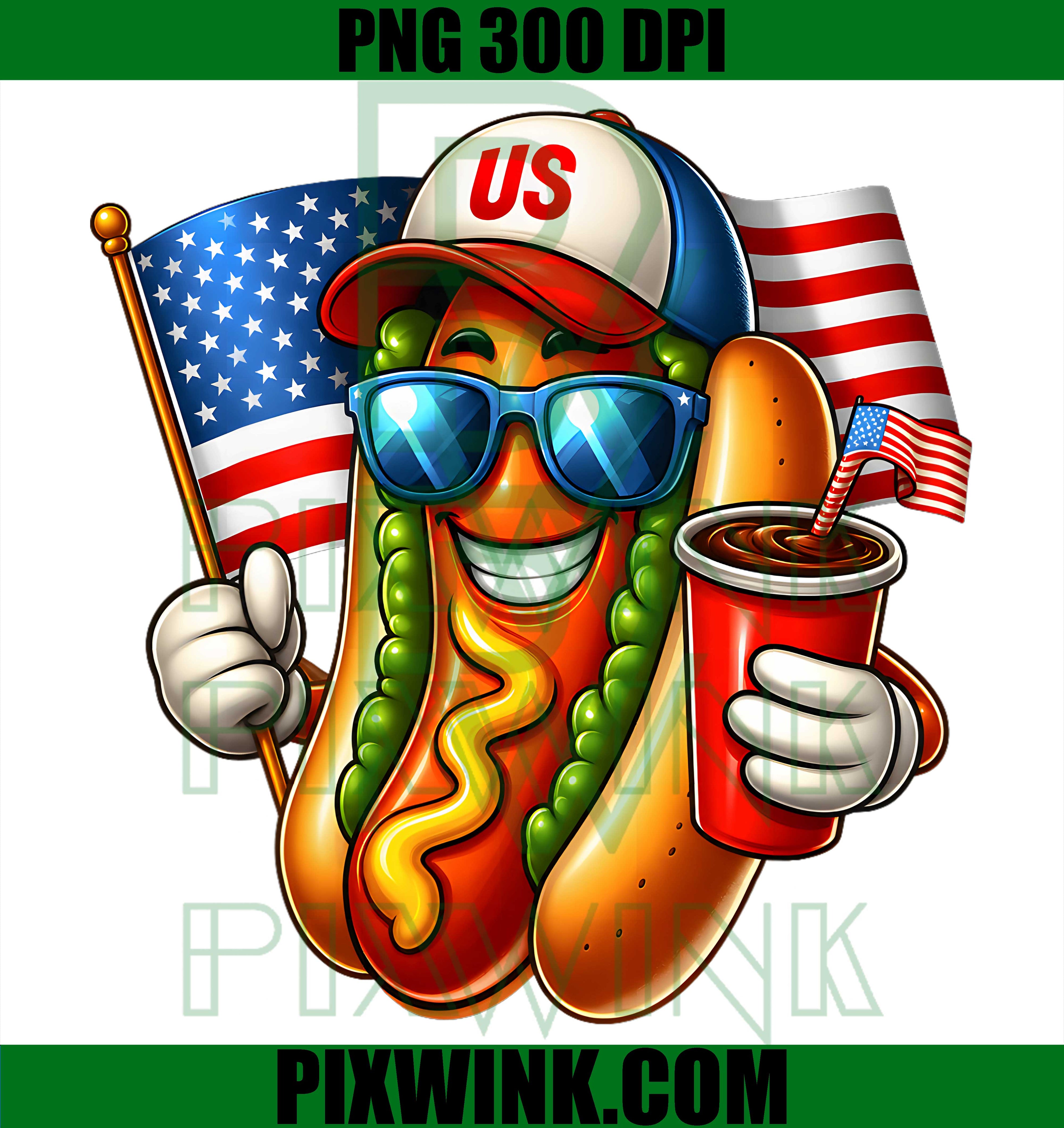 Funny Hotdog Meme Patriotic PNG, USA Flag Retro Humor PNG