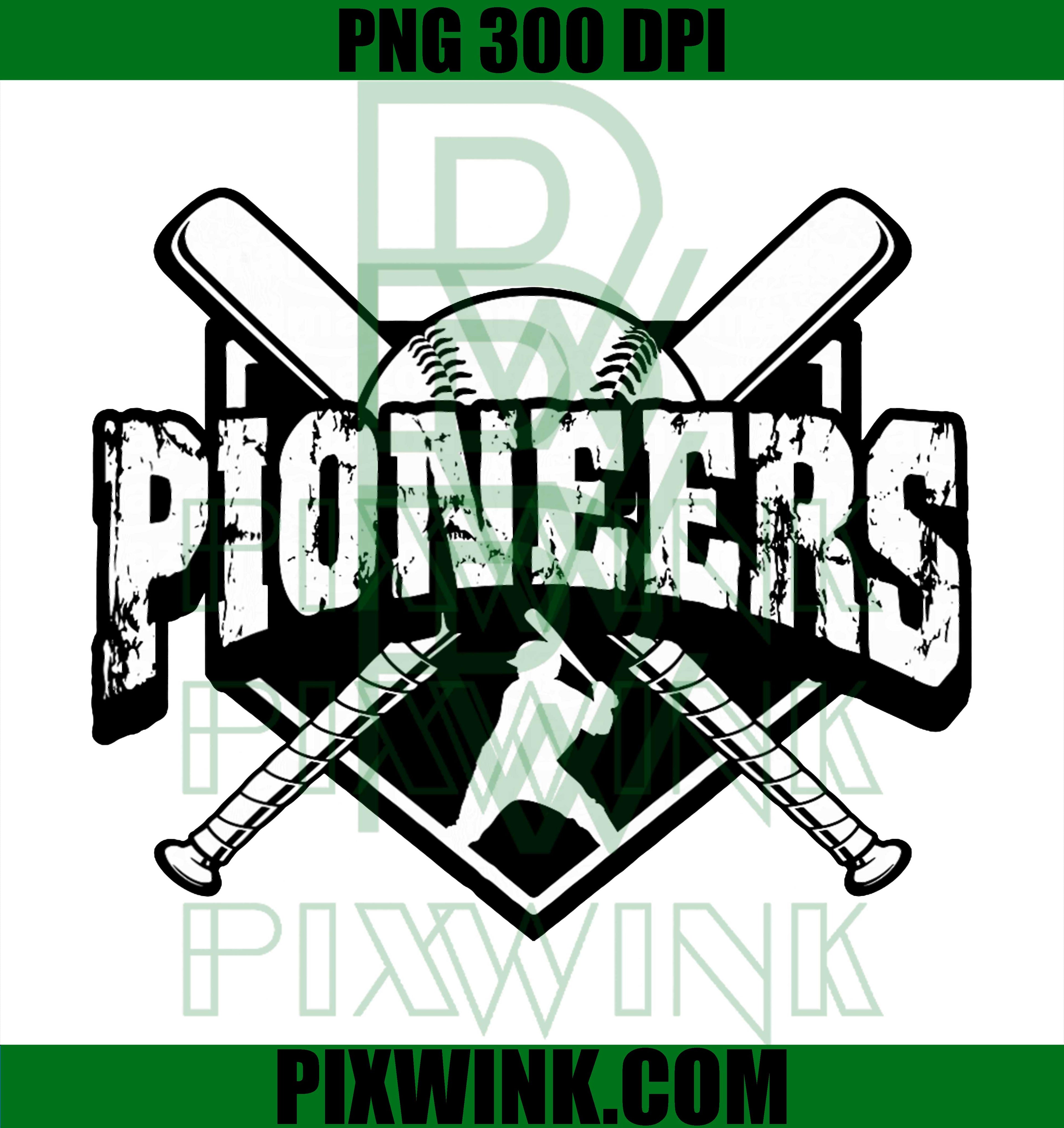 Pioneers Baseball PNG, Back to School Spirit Baseball Graphic PNG