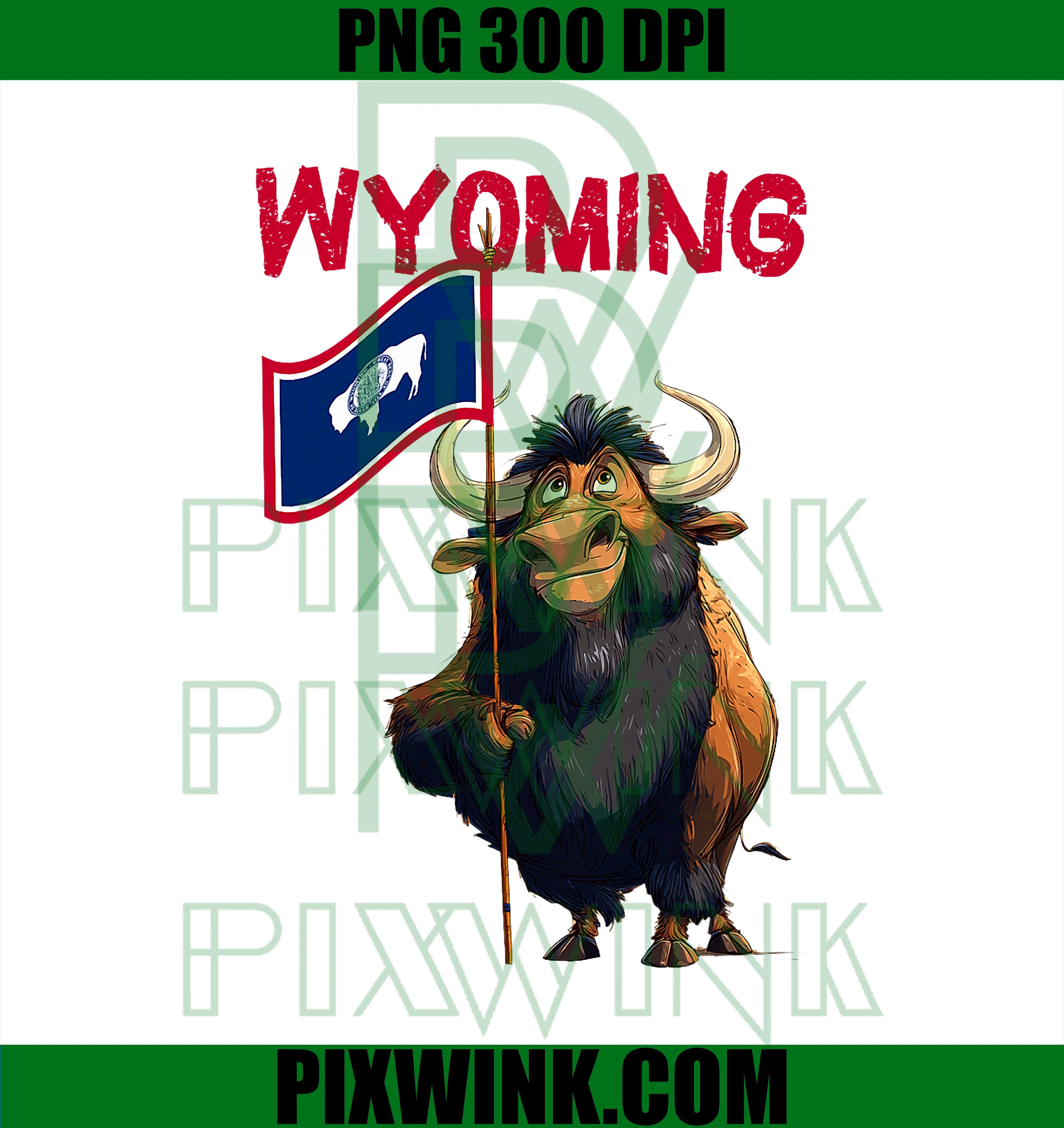 Cool Cartoon Wyoming Bison Graphic PNG