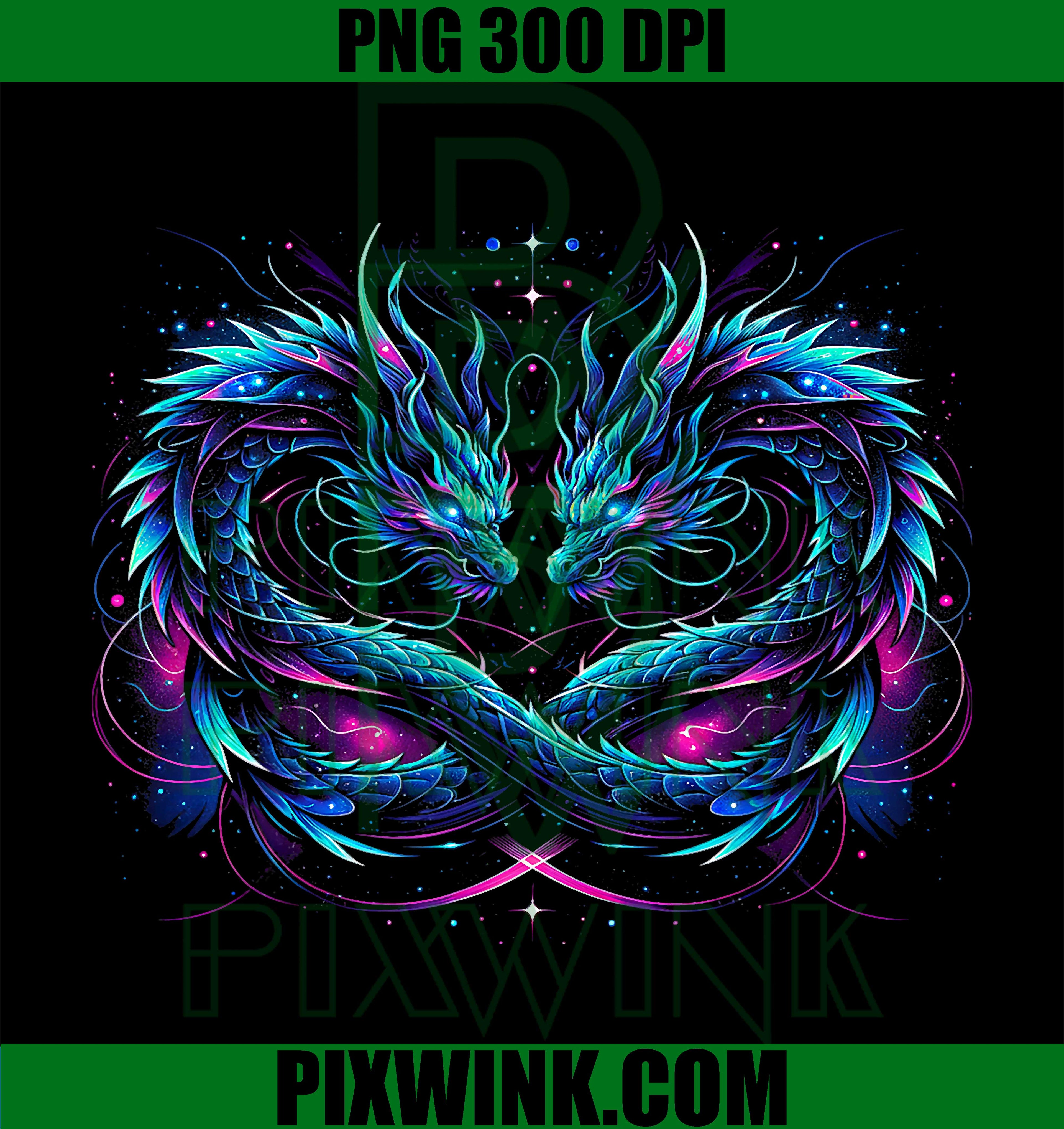 Dragons Cool Graphic PNG, Symmetrical Dragon Design