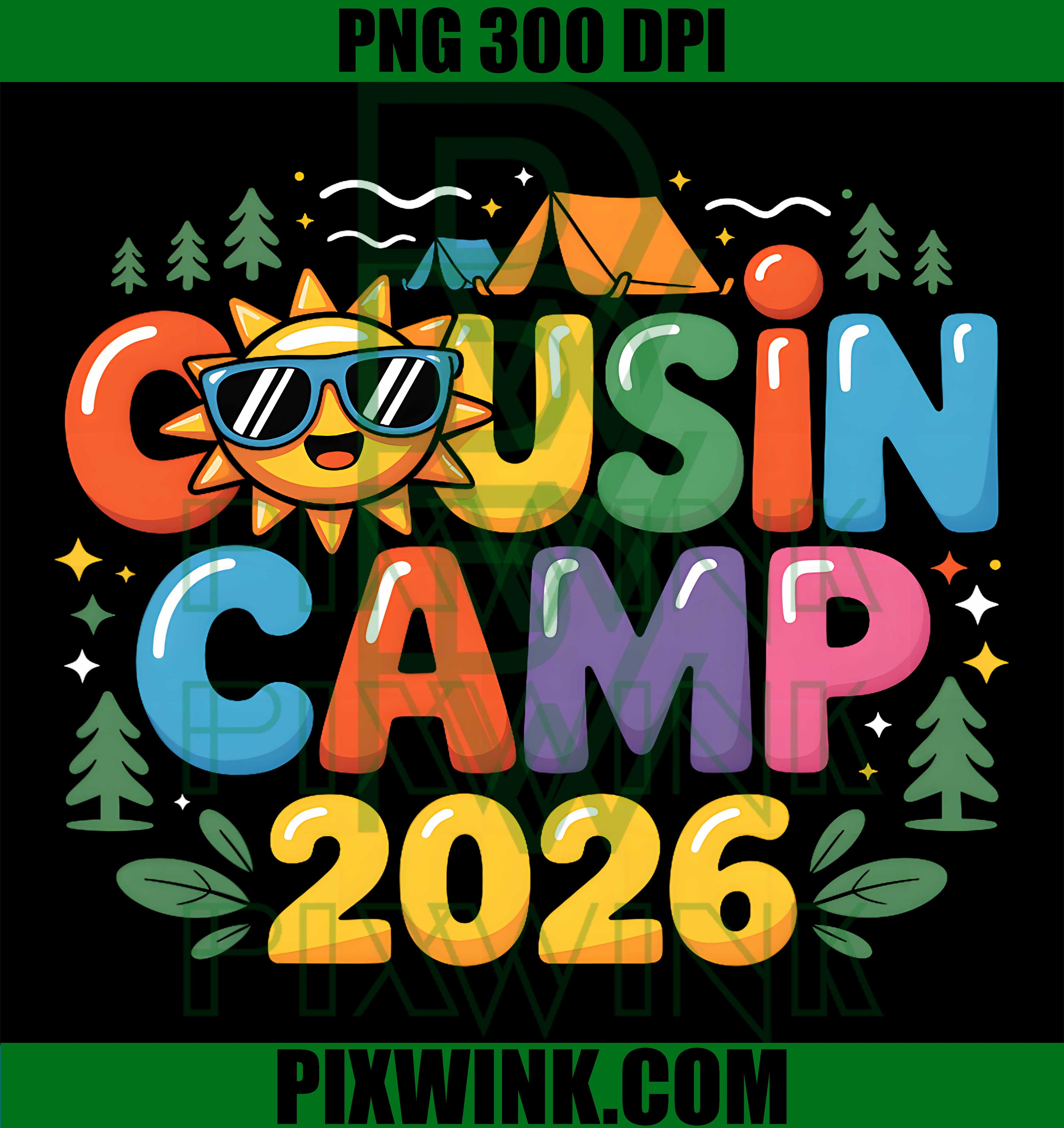 Cousin Camp 2026 Family Vacation PNG, Summer Camping Matching Graphic PNG