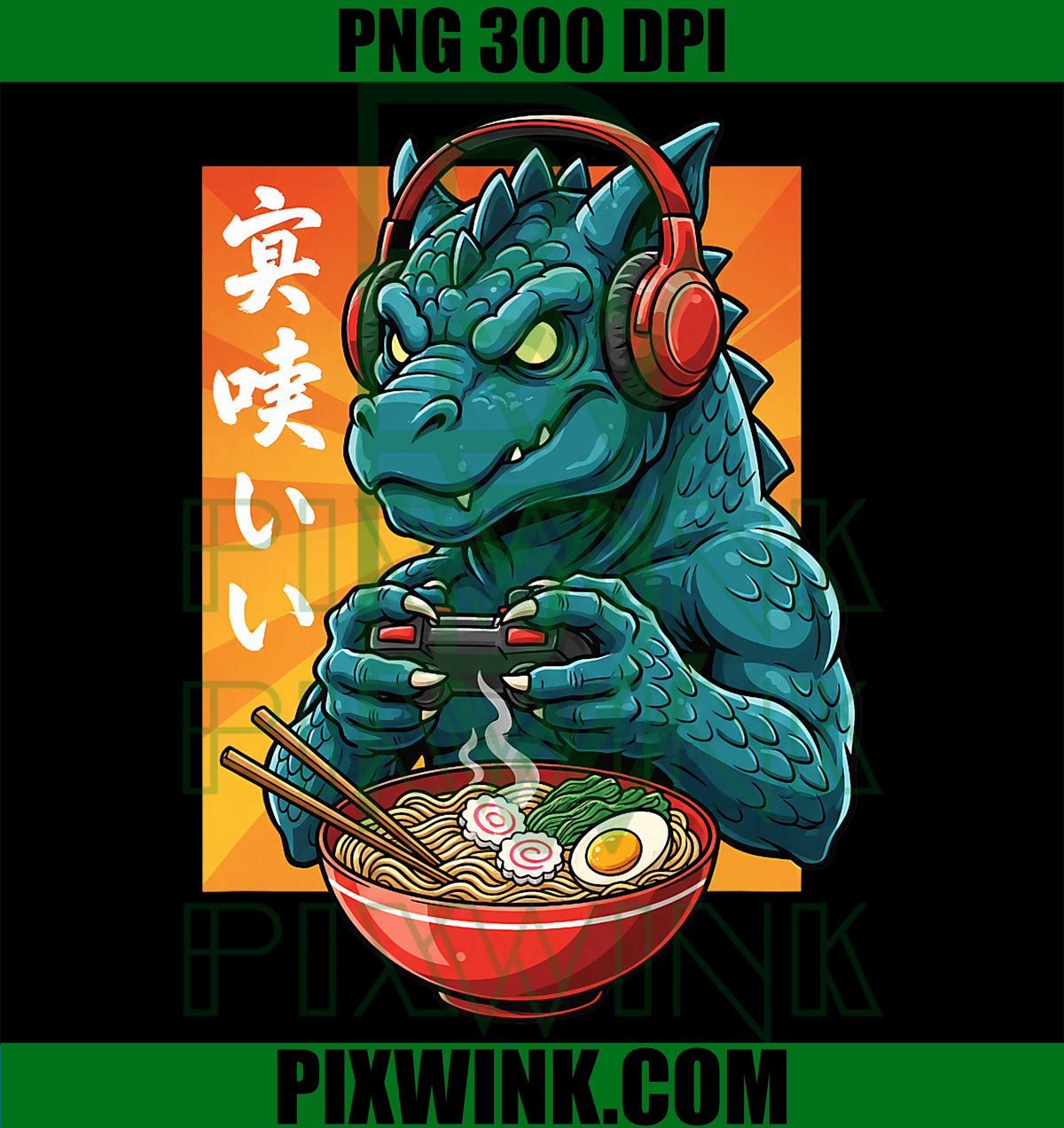 Japan Kaiju Ramen Monster Retro Gaming Anime Pop Culture PNG