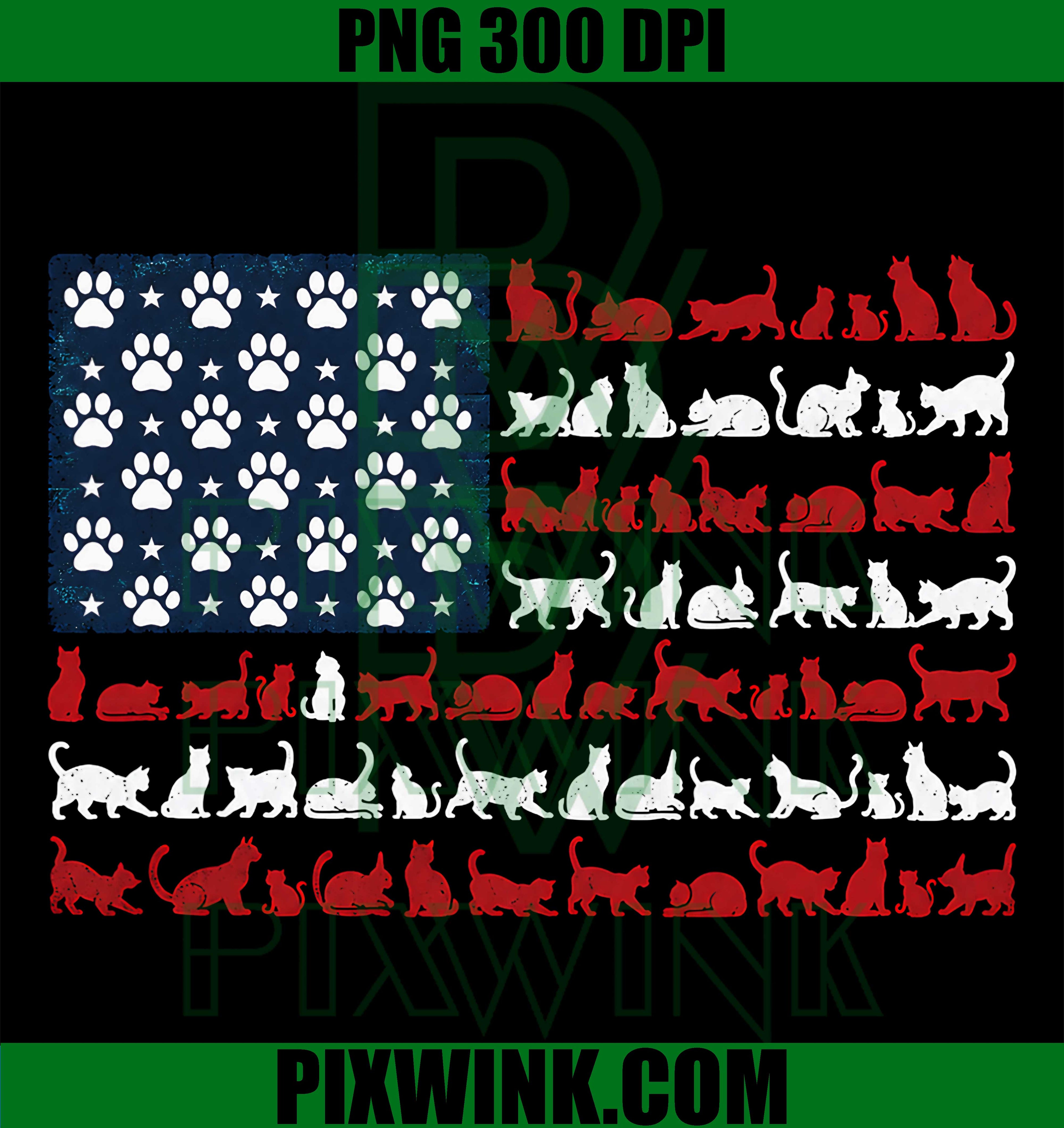 Patriotic Cat USA 2026 PNG, American Flag Cat PNG, 250th Anniversary PNG