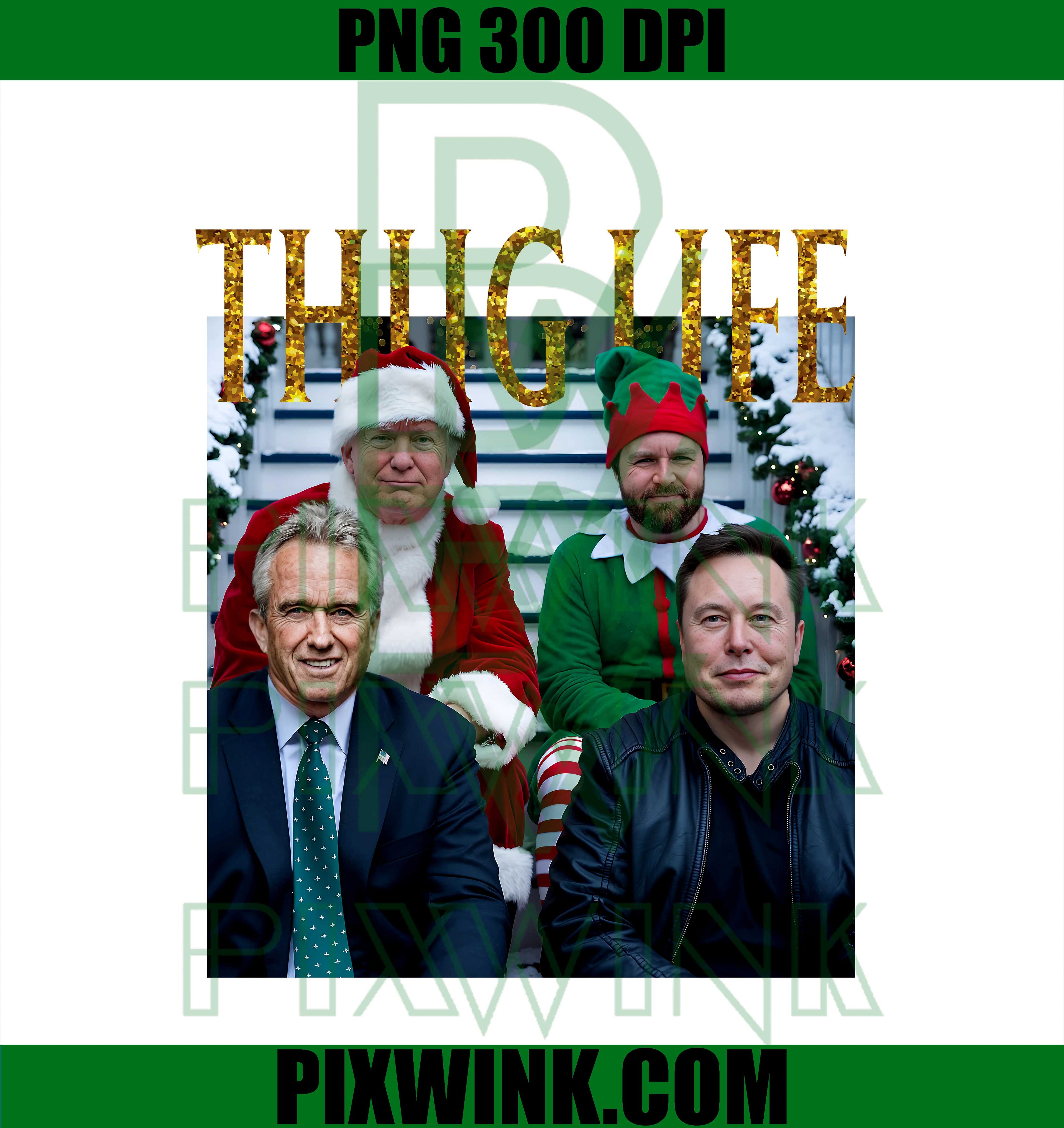 Donald Trump Christmas PNG, Elon Musk Thug Life PNG, Political Art PNG