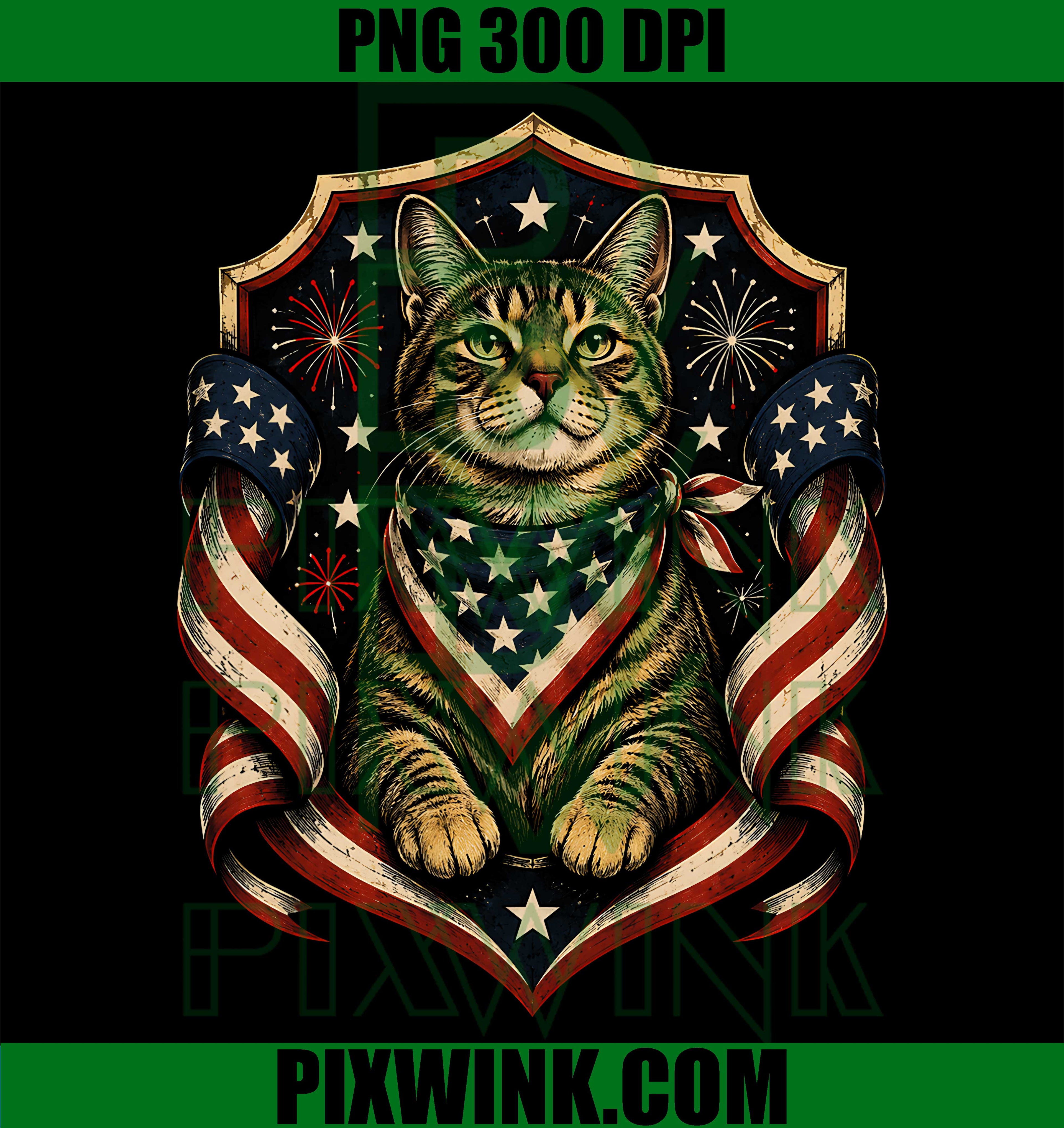 USA 2026 Patriotic Cat PNG, American Flag PNG, 250th Anniversary PNG