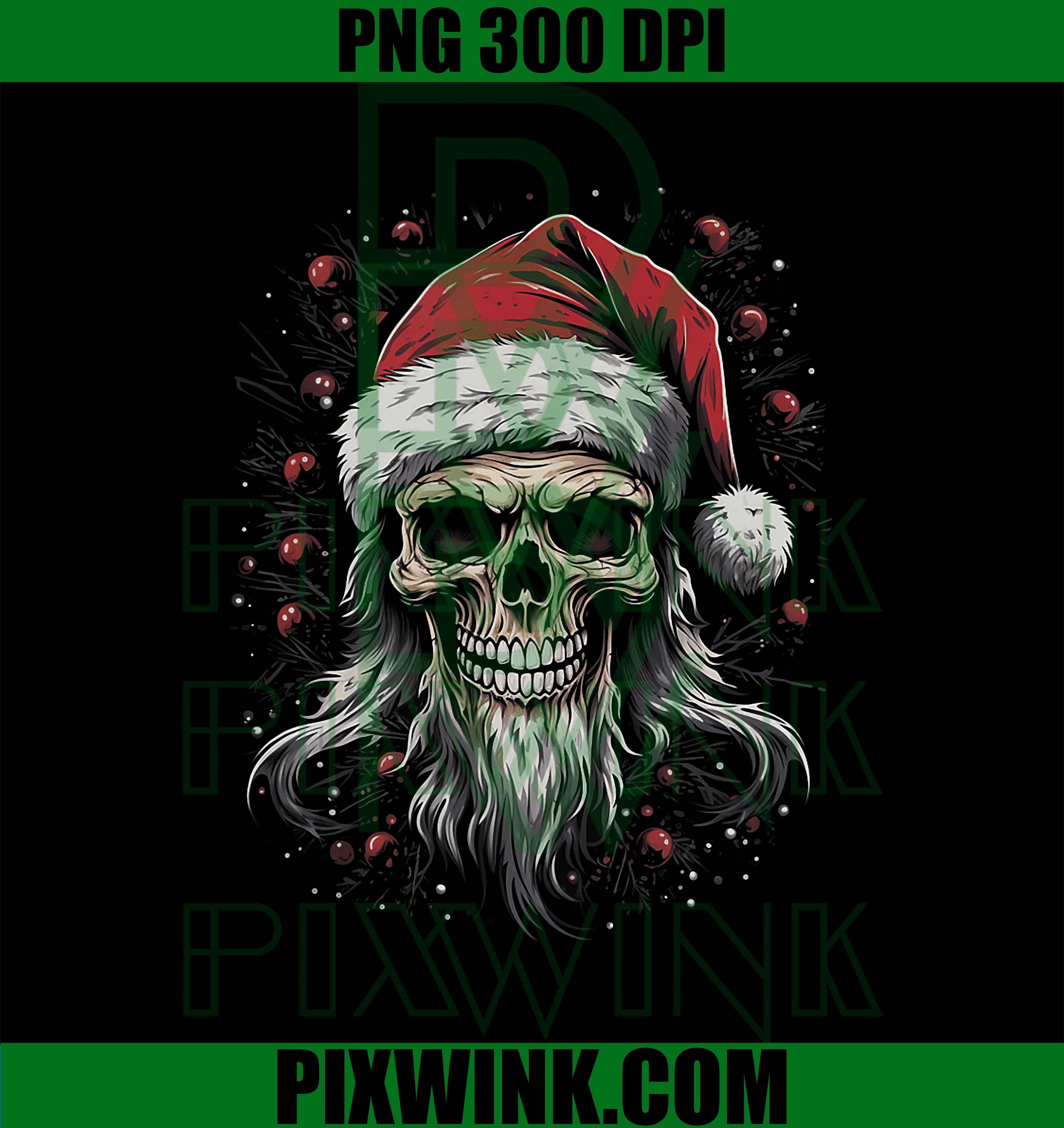 Skull Skeleton Christmas, Funny Santa Holiday Matching PNG