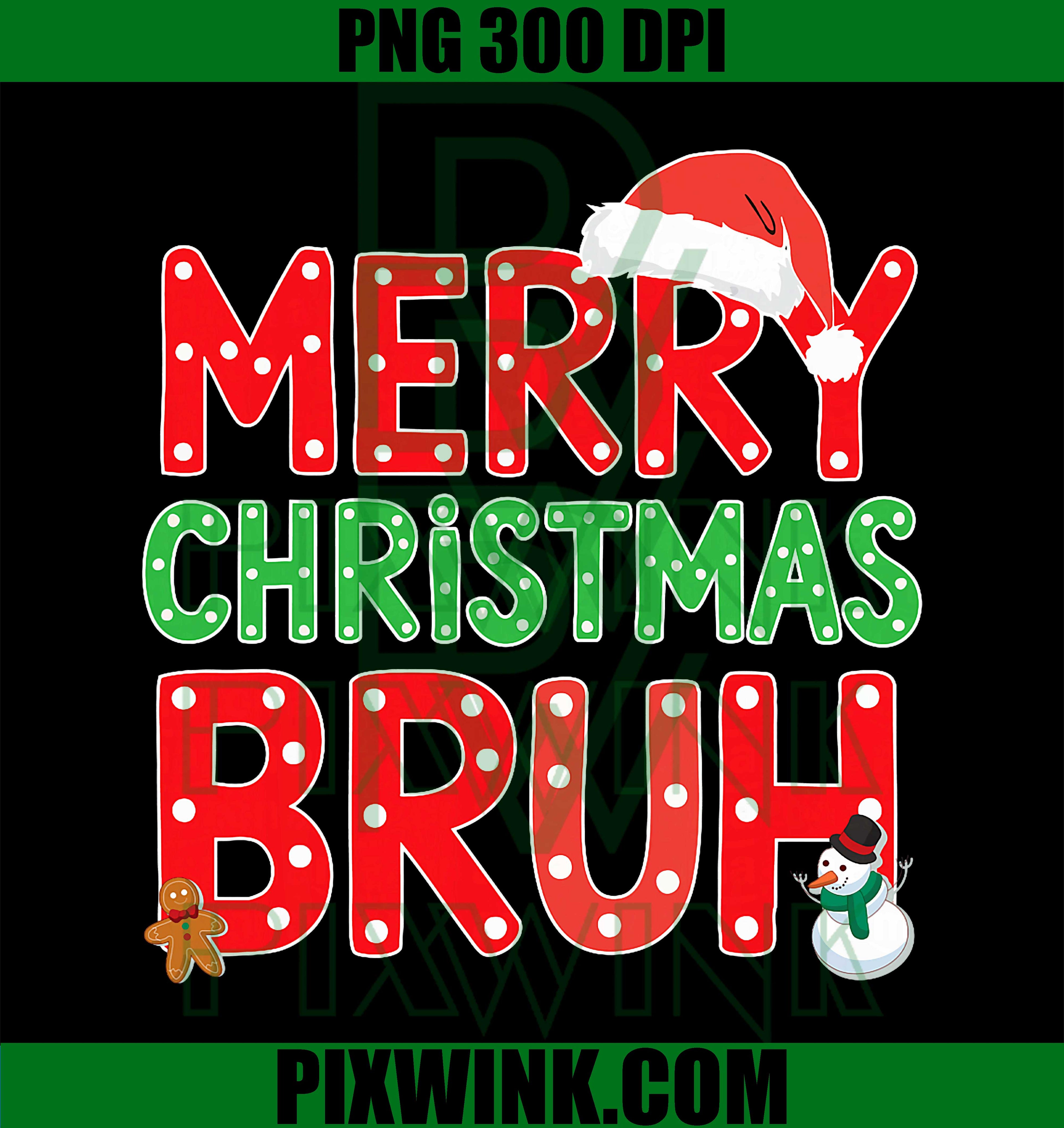 Merry Christmas Bruh, Funny Santa Claus Retro PNG